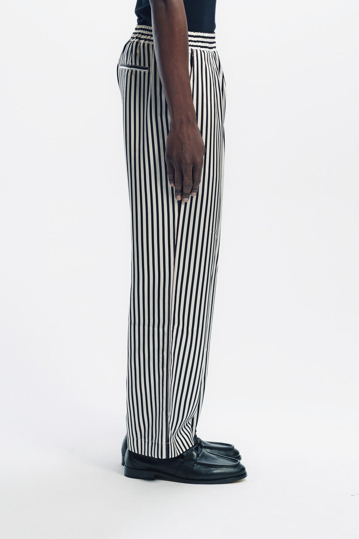 TOM FORD | BATON STRIPE FLUID SILK PLEATED LOUNGE PANTS
