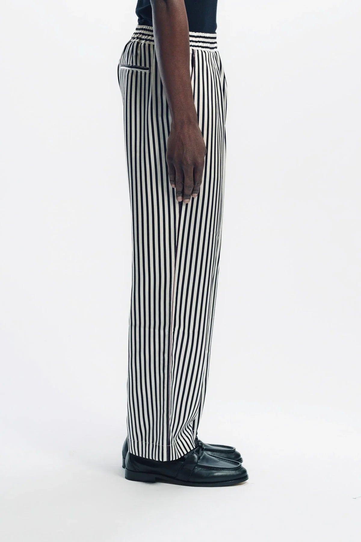 TOM FORD | BATON STRIPE FLUID SILK PLEATED LOUNGE PANTS