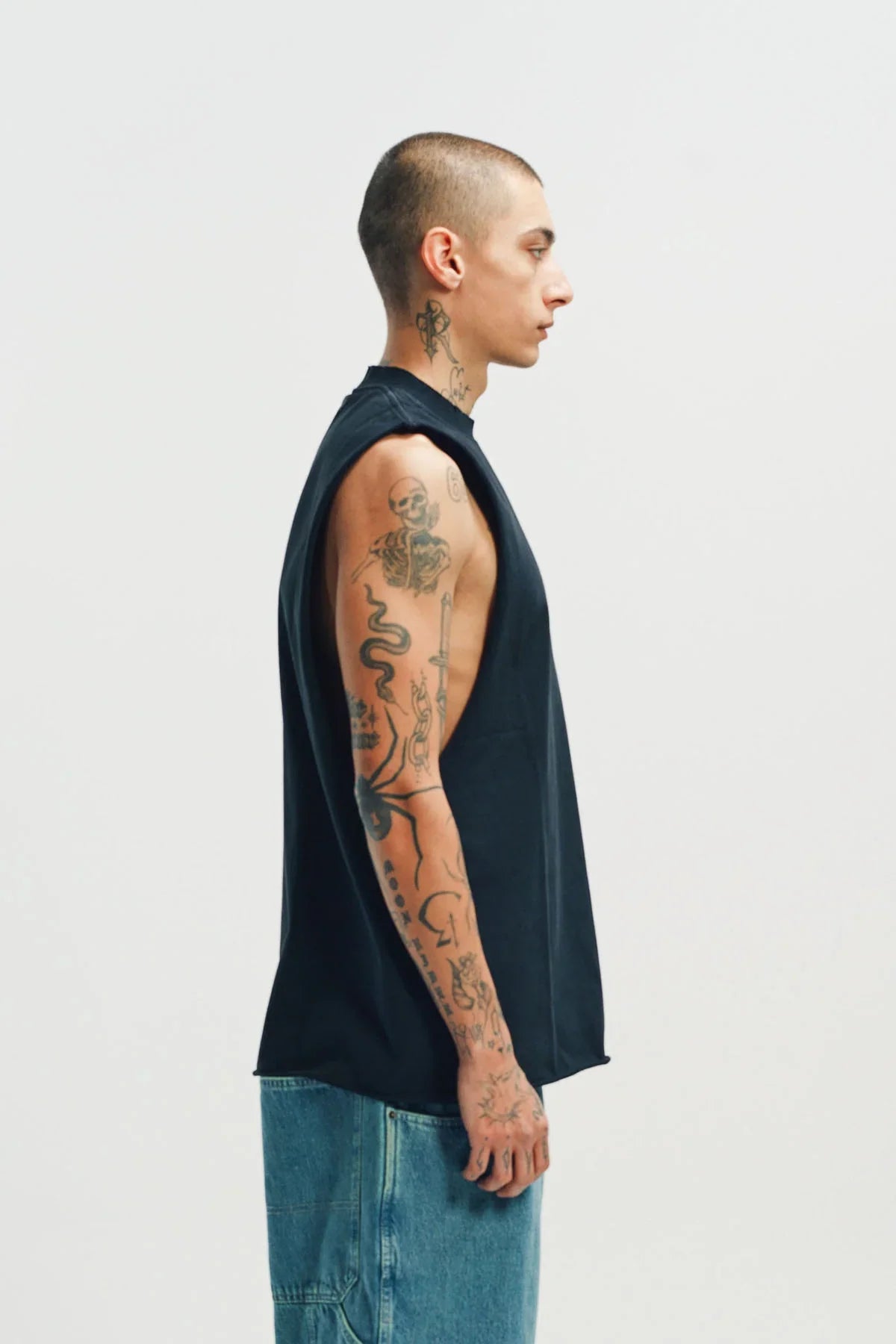 VETEMENTS | BIKER LEATHER CROSS MUCLE TEE