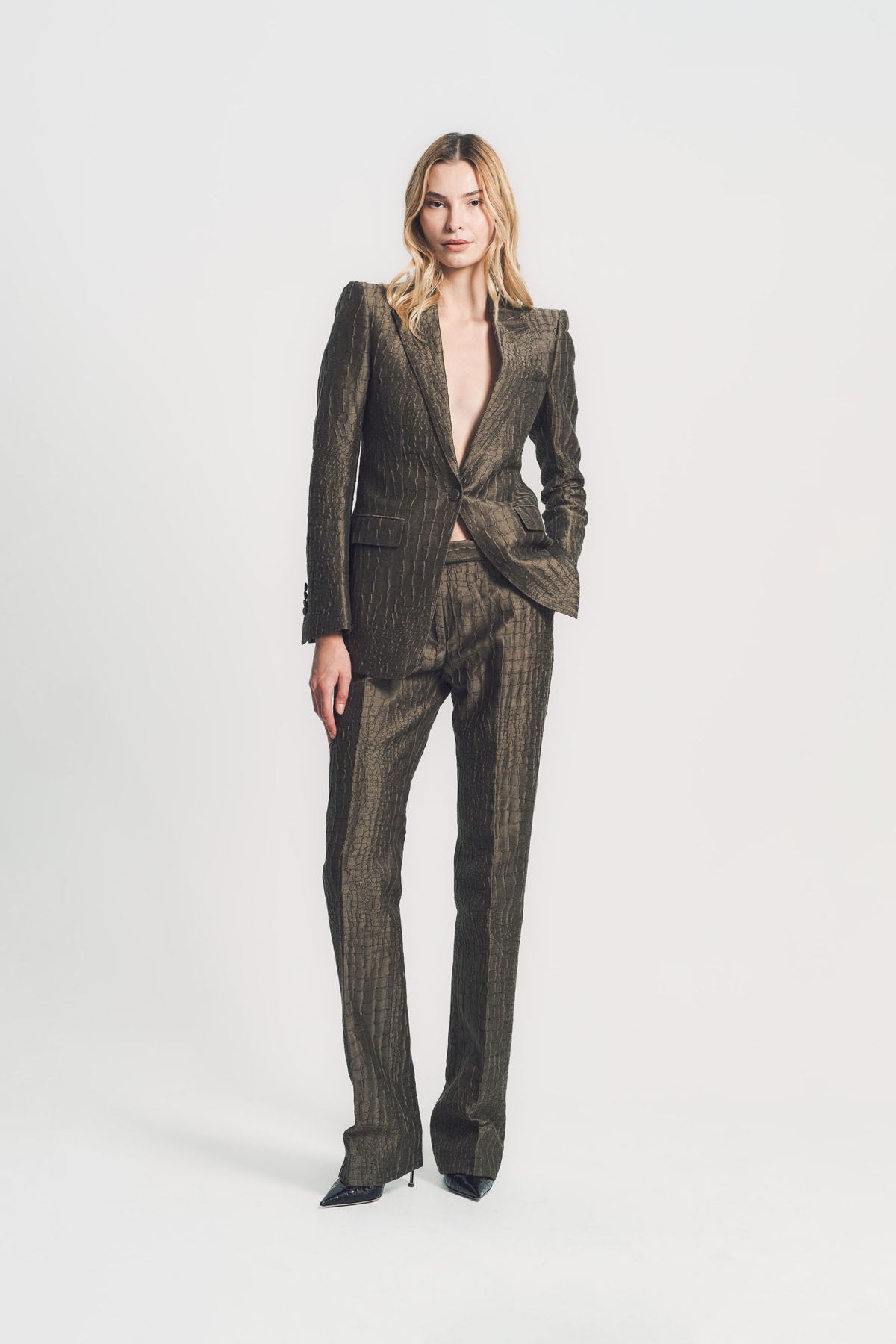 TOM FORD | CROCO JACQUARD SINGLE BREASTED PEAK LAPEL JACKET