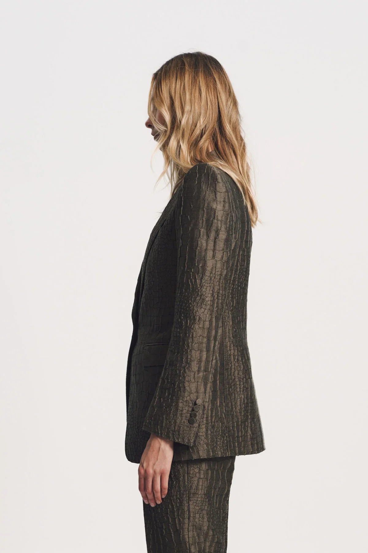 TOM FORD | CROCO JACQUARD SINGLE BREASTED PEAK LAPEL JACKET