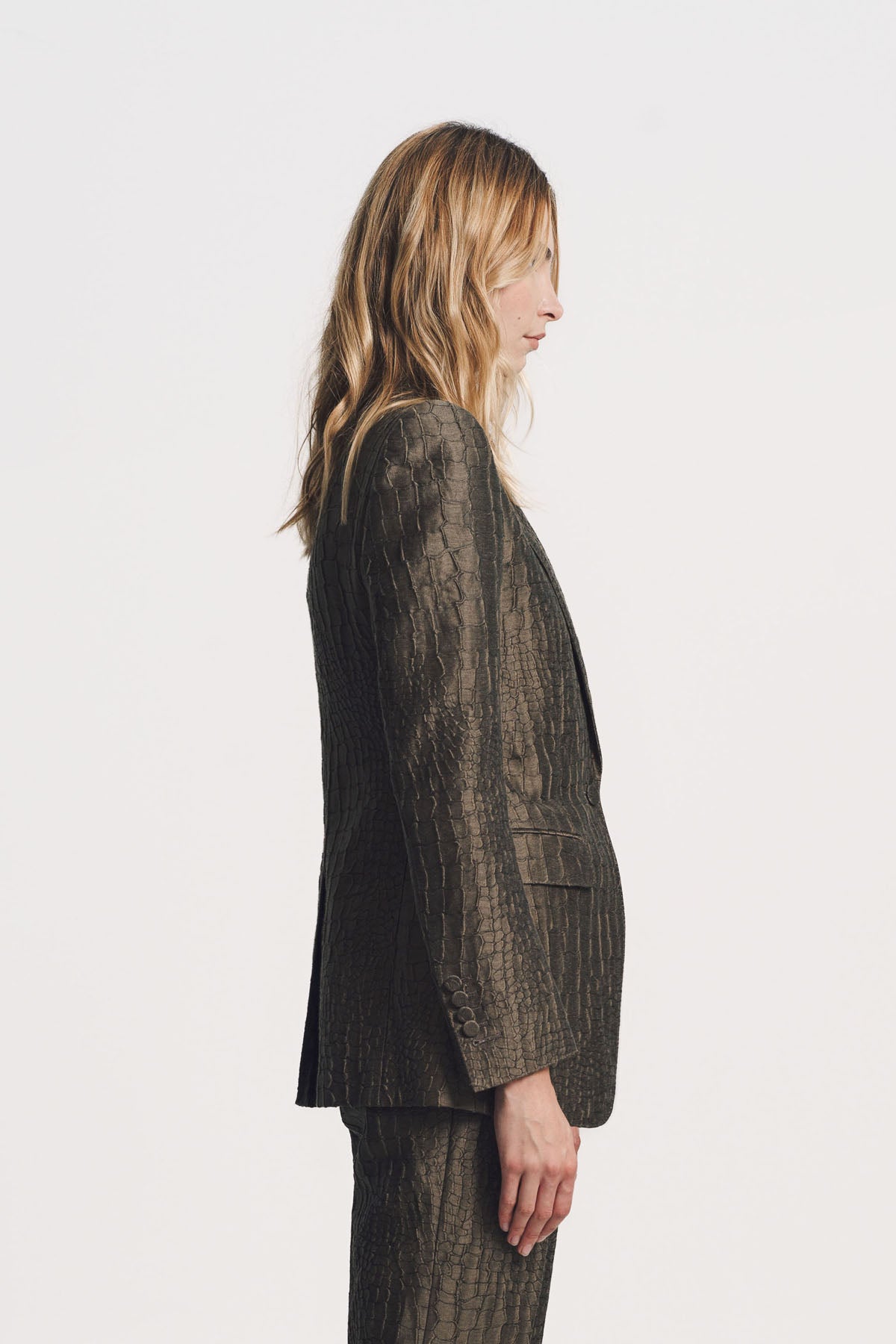 TOM FORD | CROCO JACQUARD SINGLE BREASTED PEAK LAPEL JACKET