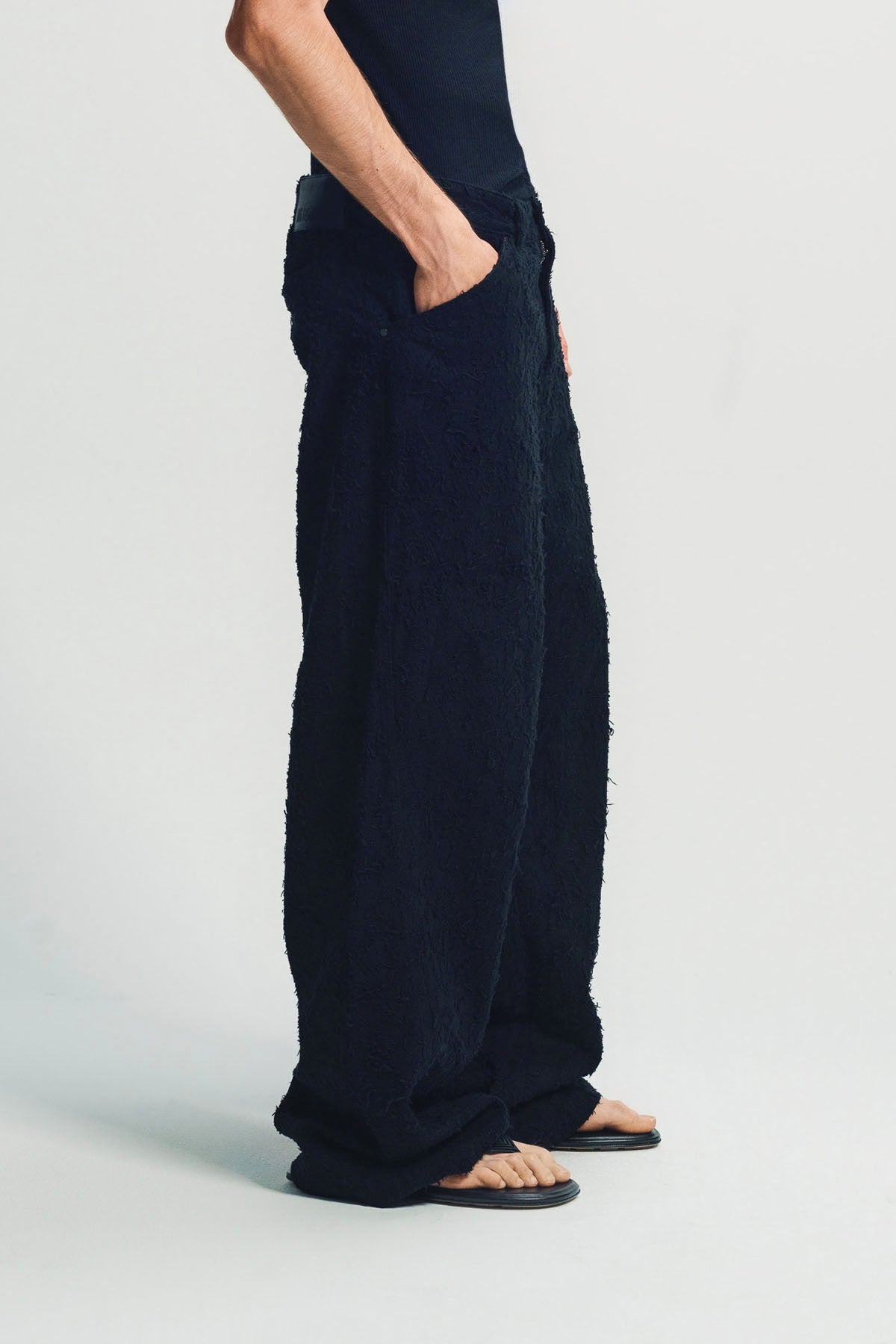 LOUIS GABRIEL NOUCHI | BLACK DARTED STRAIGHT TROUSERS