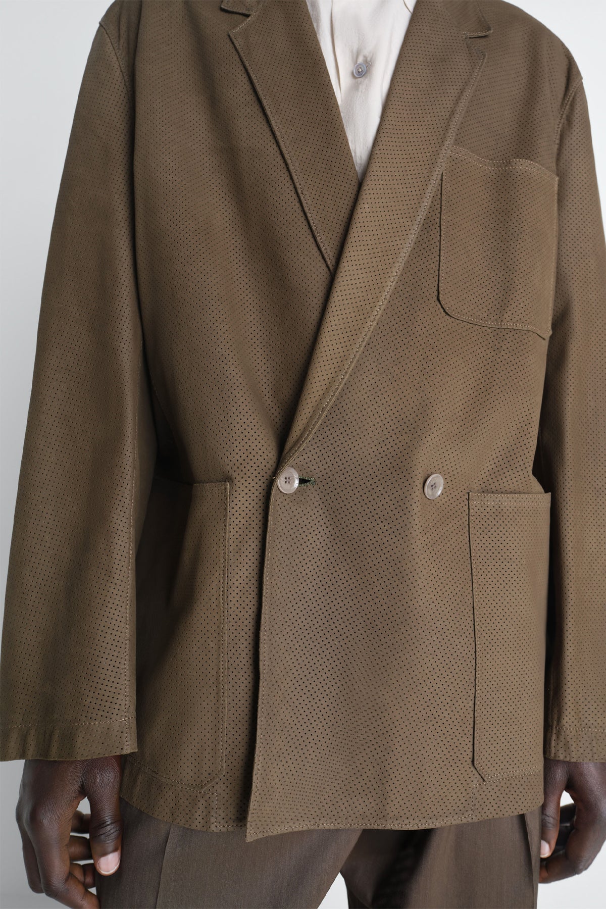 LEMAIRE | DOUBLE BREASTED LEATHER TAILORED JACKET