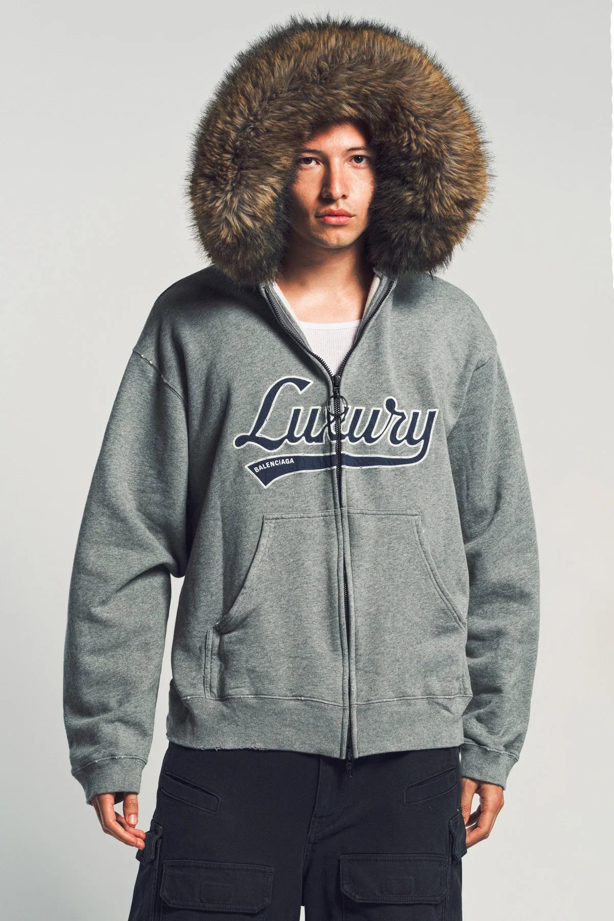 BALENCIAGA | LUXURY SCRIPT OVERSIZED ZIP-UP HOODIE