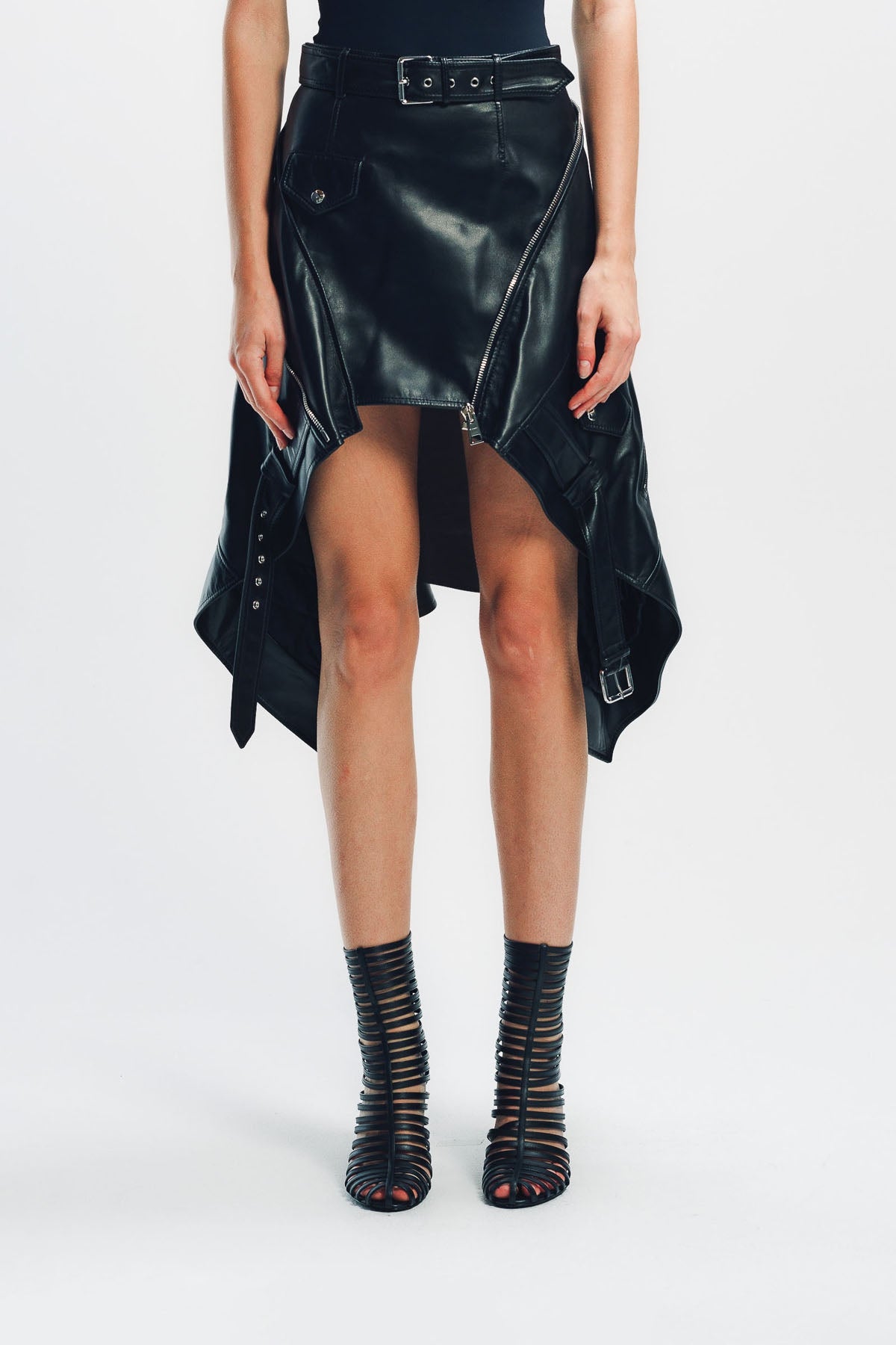 GIVENCHY | ASYMMETRIC LEATHER BIKER SKIRT