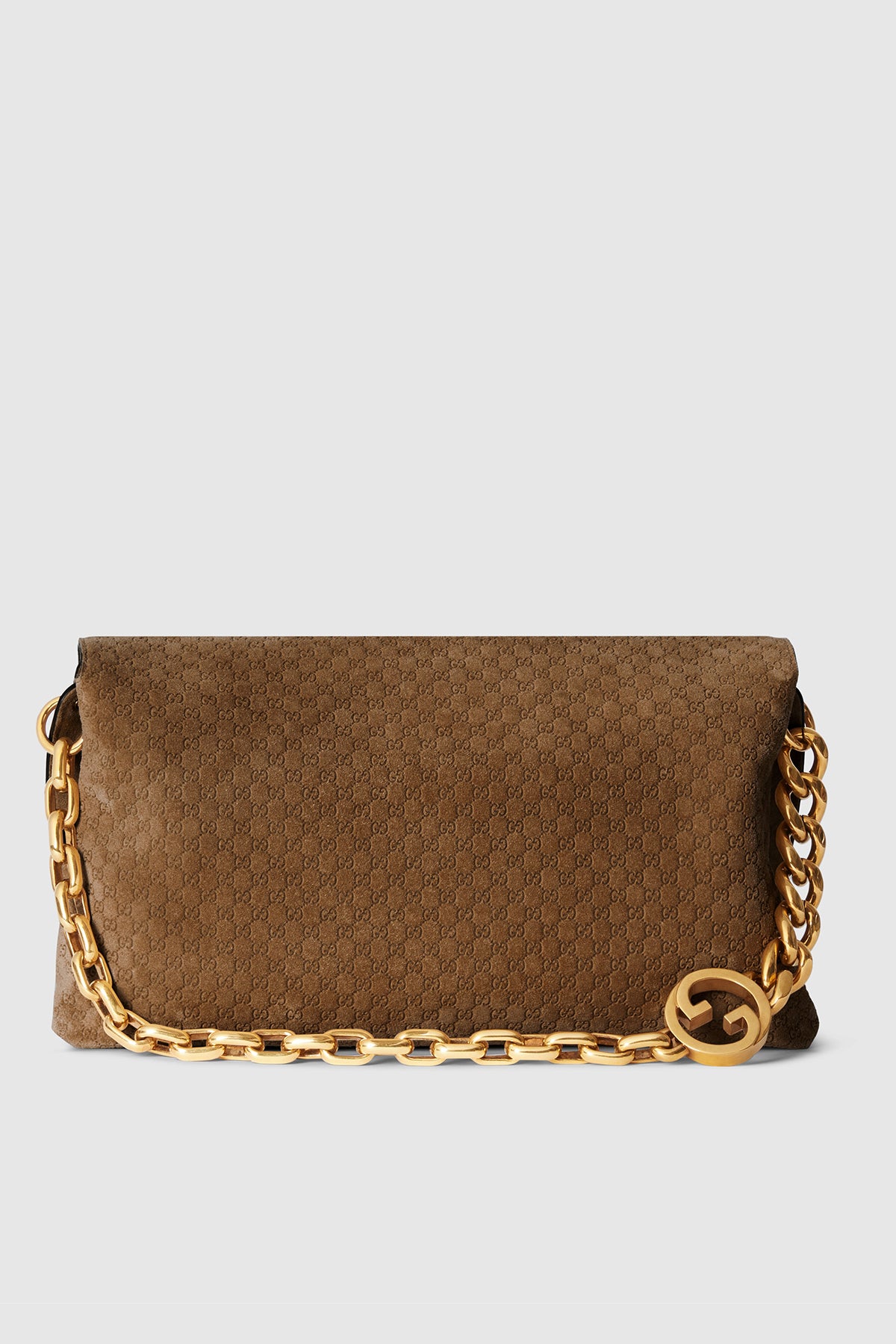 GUCCI | LARGE SUEDE SHOULDER BAG WITH CHAIN