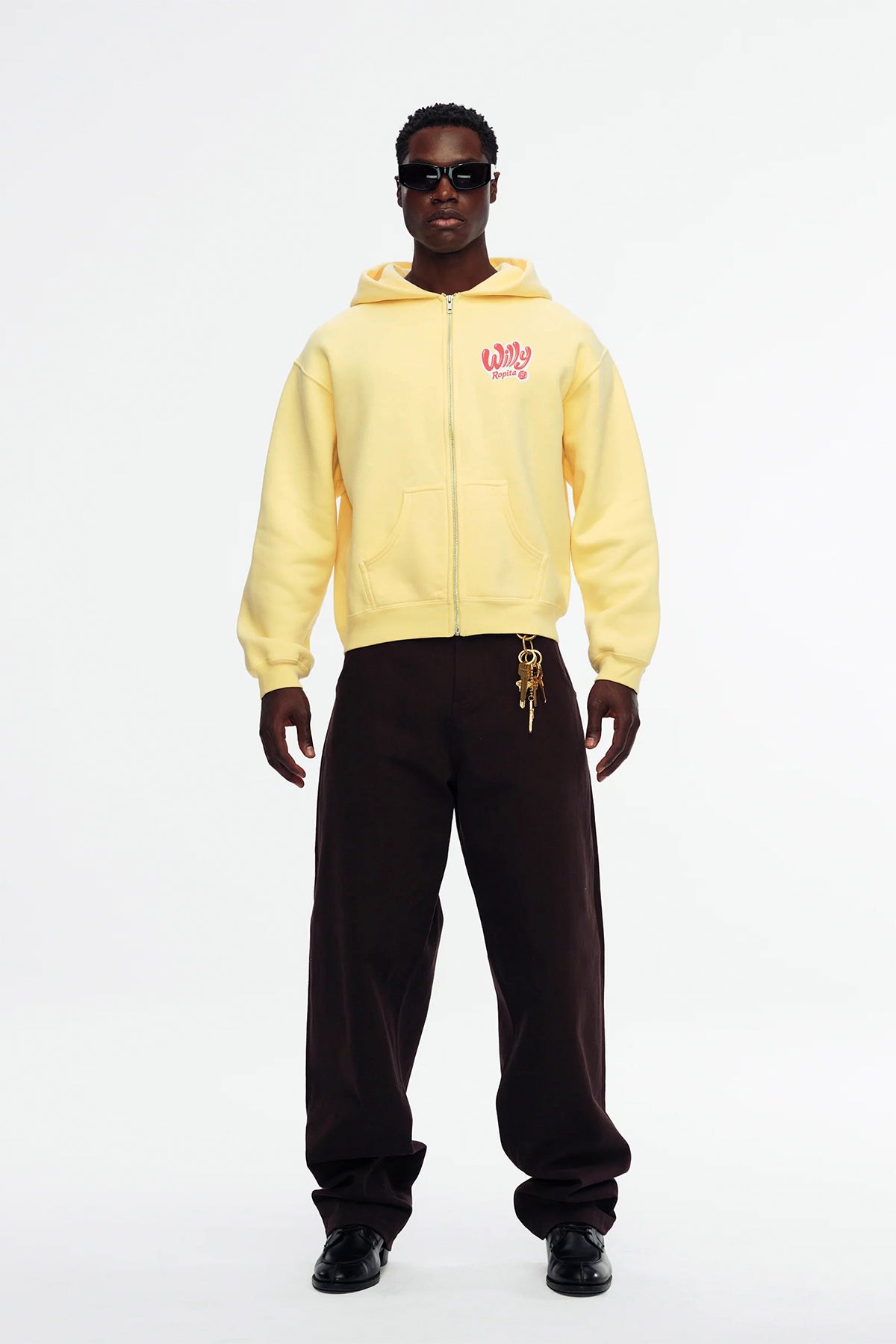 WILLY CHAVARRIA | WILLY ROPITA SHRUNKEN ZIP-THROUGH HOODIE