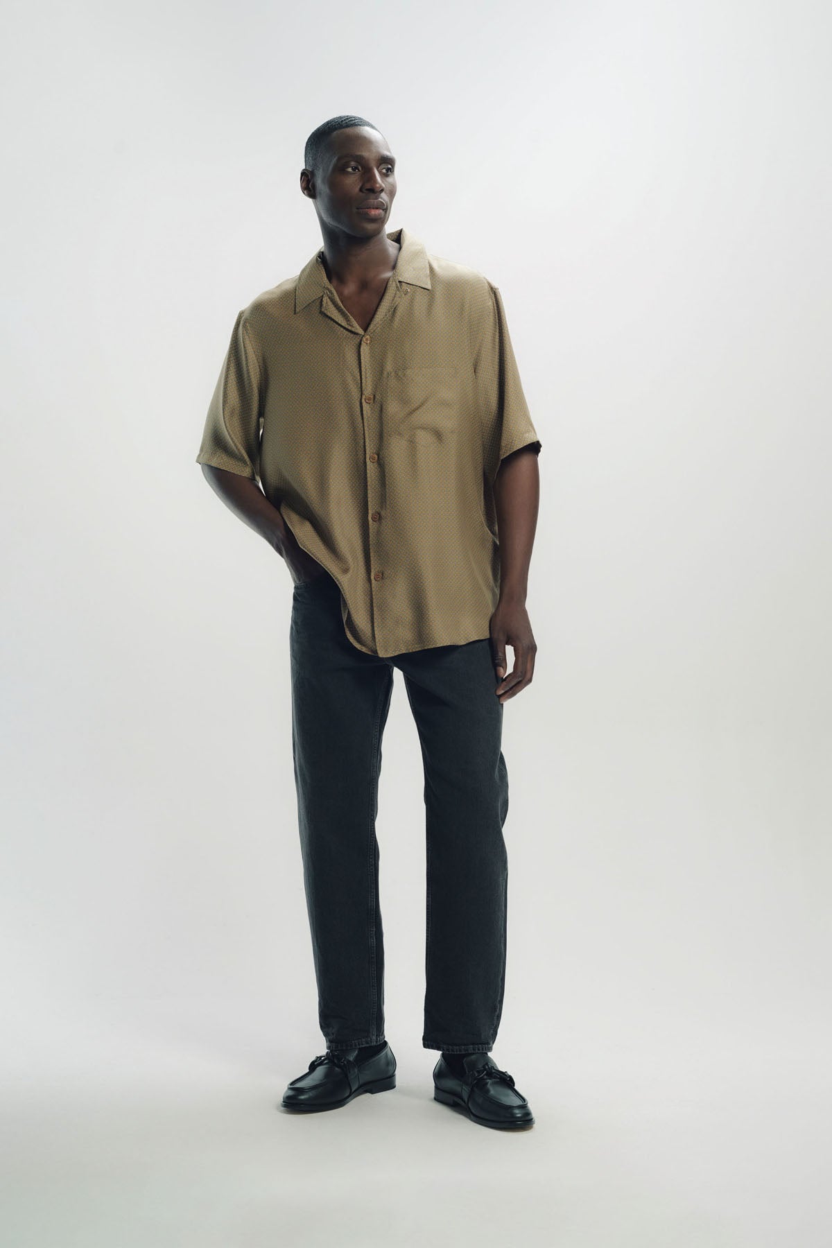 トップス Y's Rayon Silk Shirt SAINT LAURENT | SHIRT IN GEOMETRIC SILK
