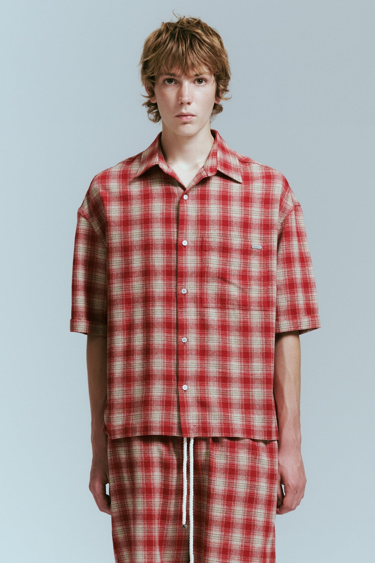 NAHMIAS | PLAID CROPPED SHORT SLEEVE SHIRT
