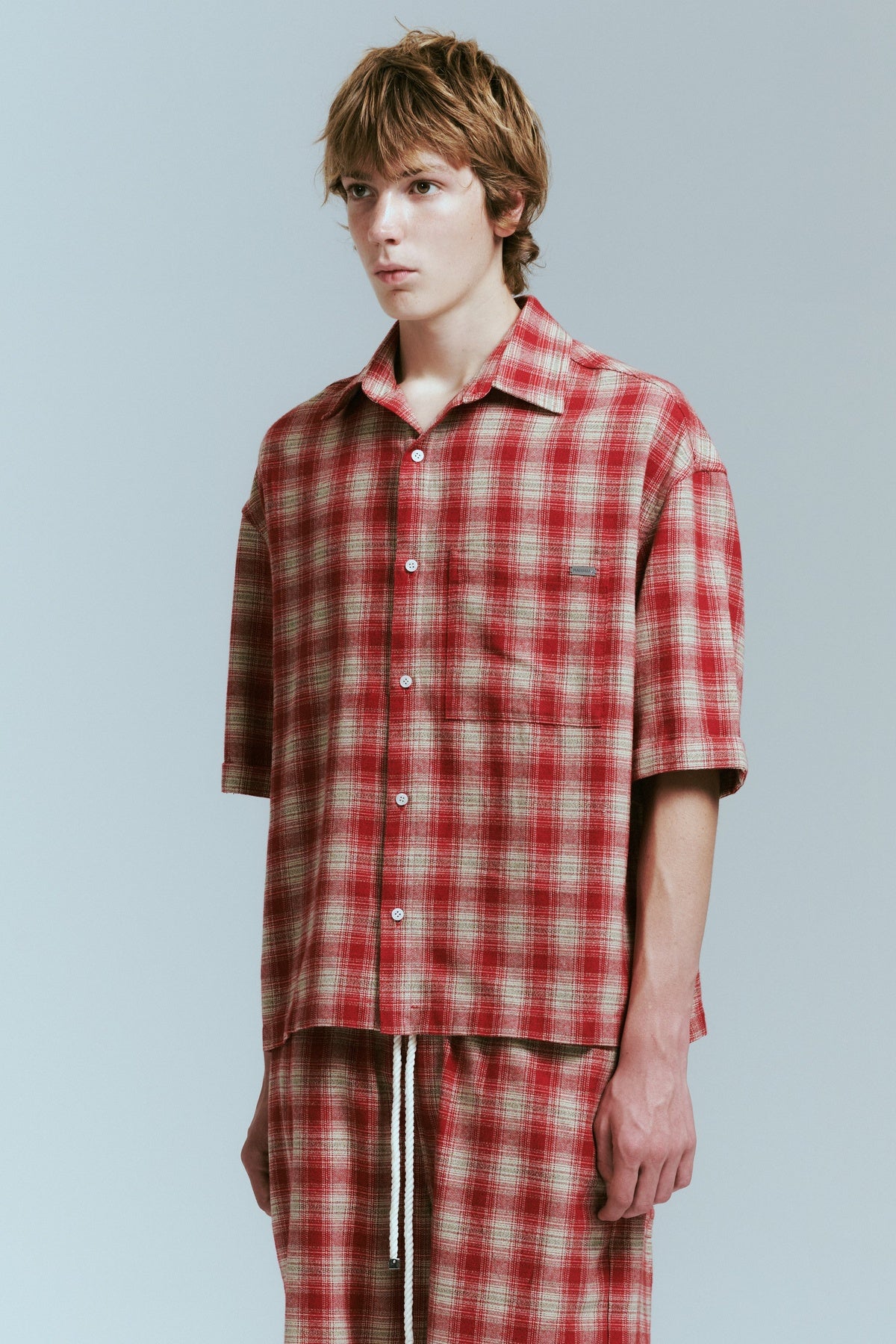 NAHMIAS | PLAID CROPPED SHORT SLEEVE SHIRT