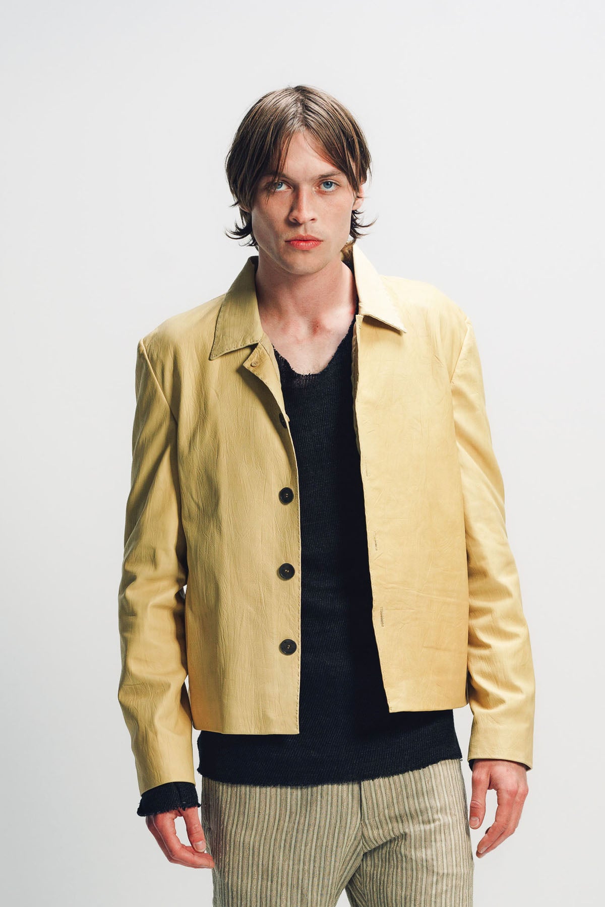 K'ANG | LEATHER CROP SHIRT JACKET