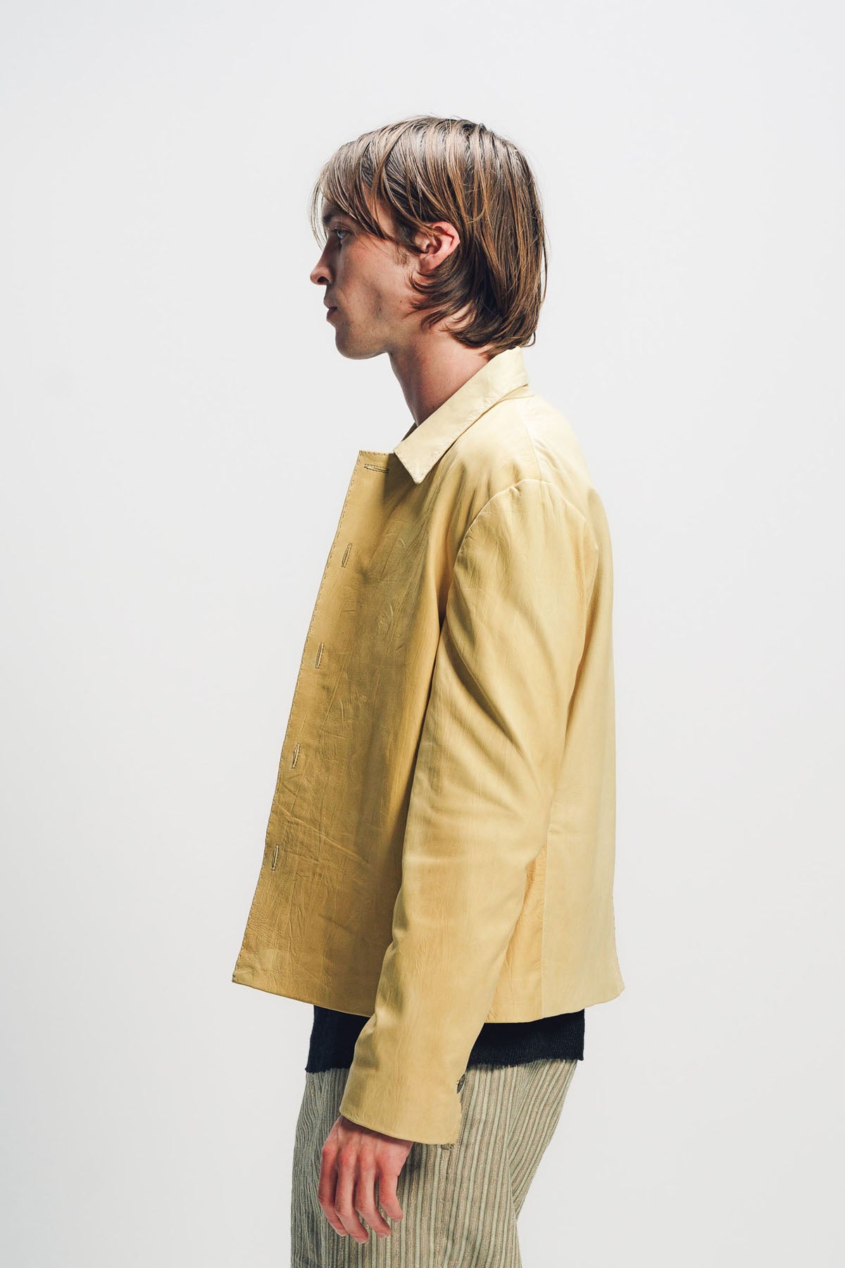 K'ANG | LEATHER CROP SHIRT JACKET
