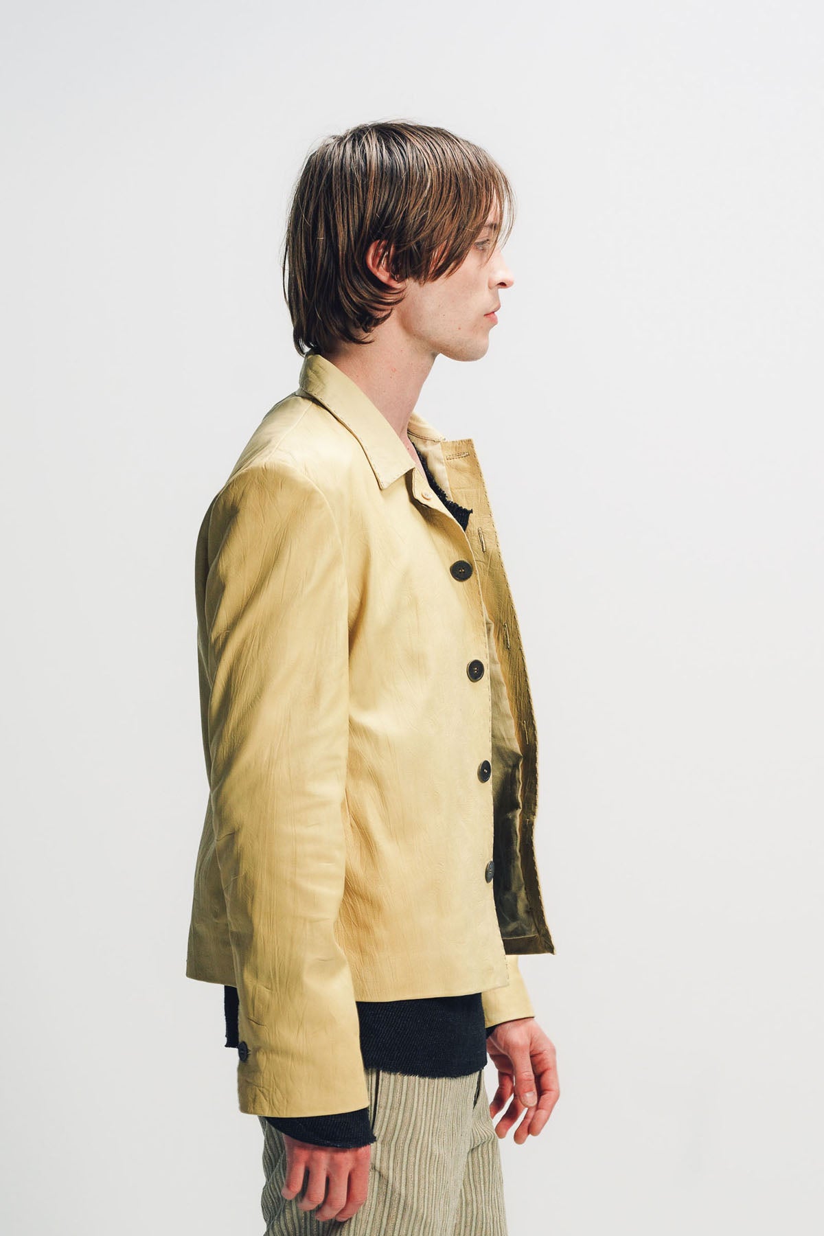 K'ANG | LEATHER CROP SHIRT JACKET