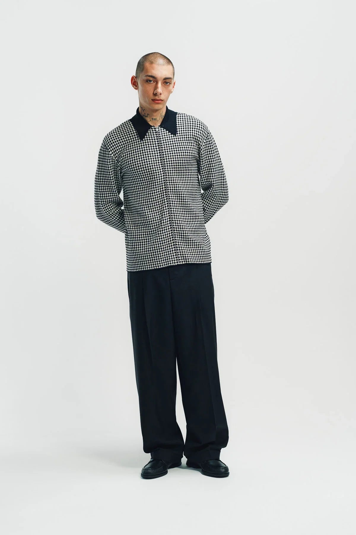 JIL SANDER | HOUNDSTOOTH ZIP-UP SHIRT