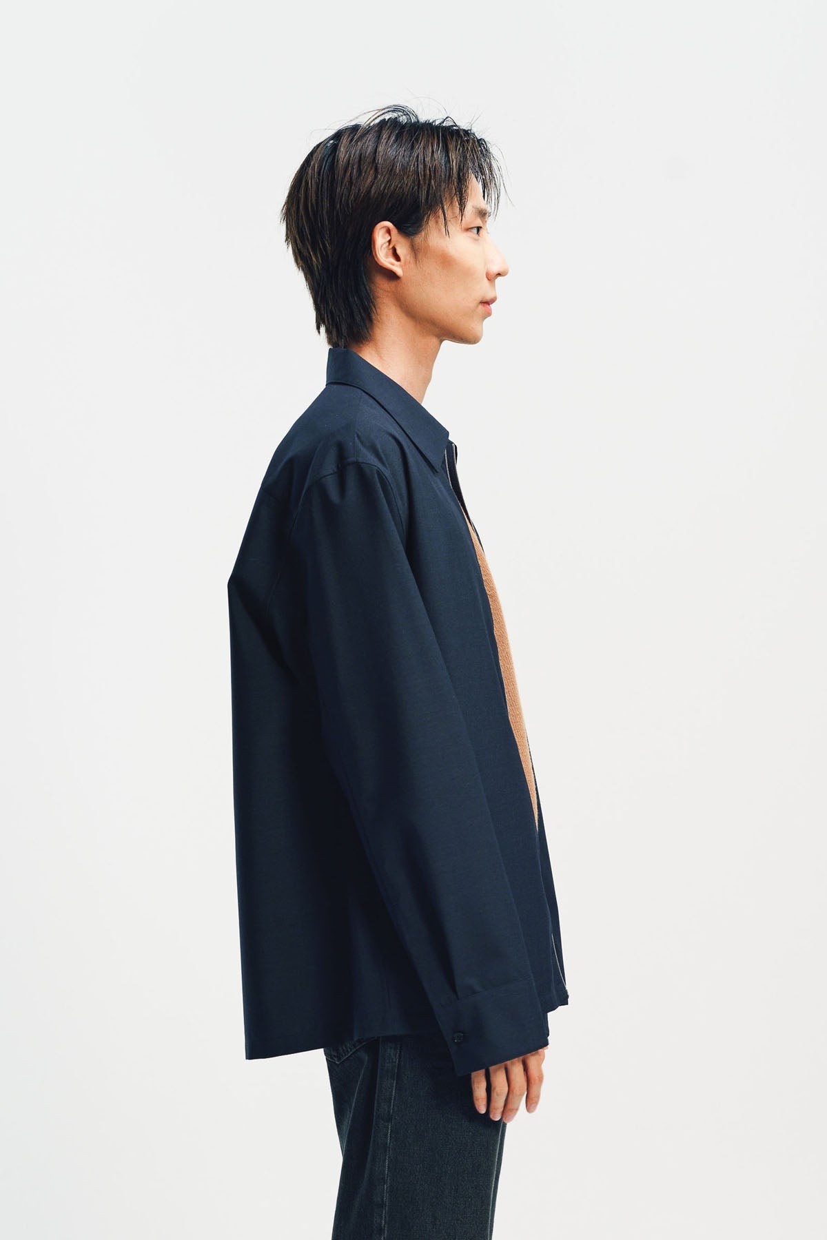 JIL SANDER | WOOL POPLIN ZIP-UP SHIRT