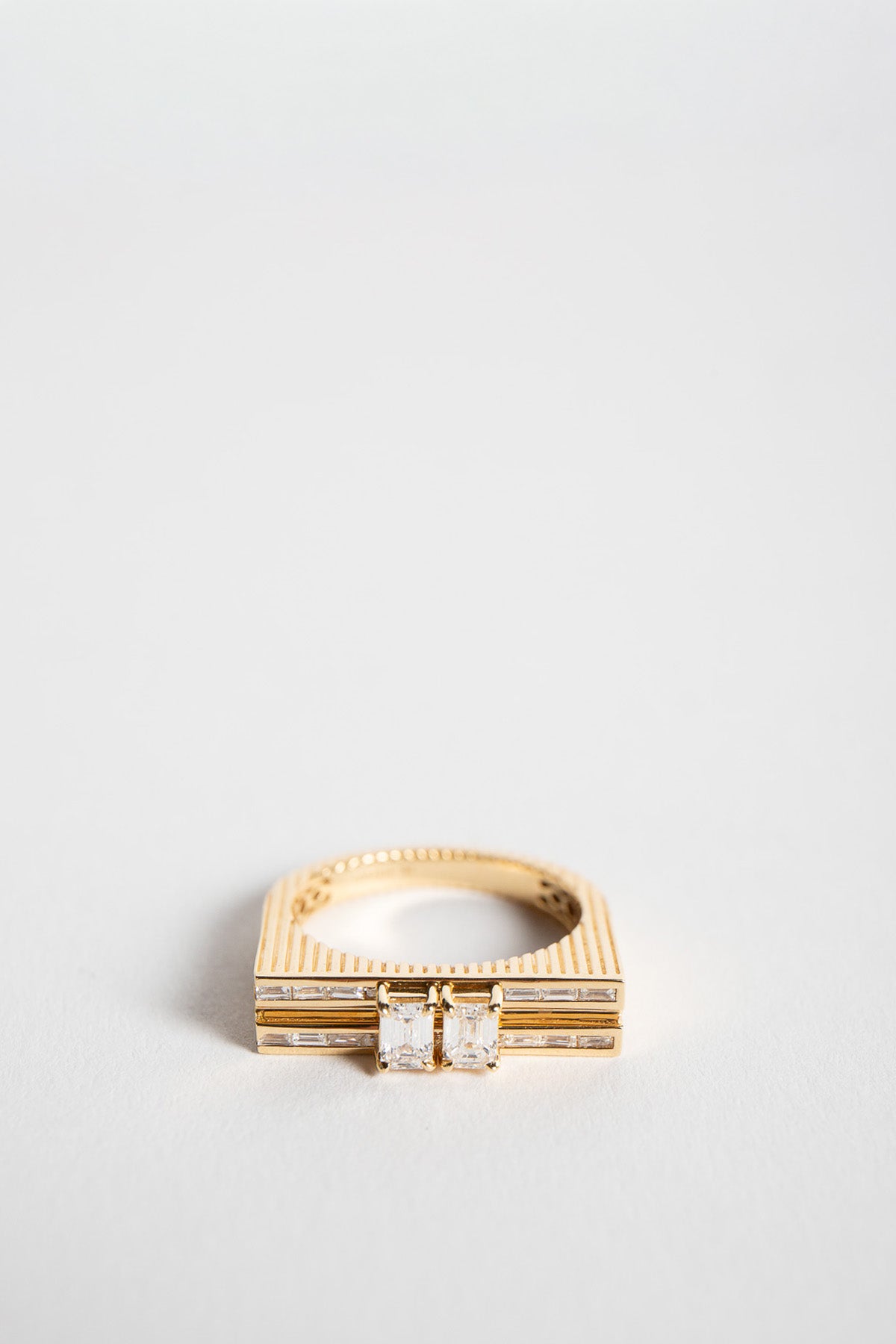 LORAIDA | BLADE DOUBLE EMERALD & BAGUETTE RING