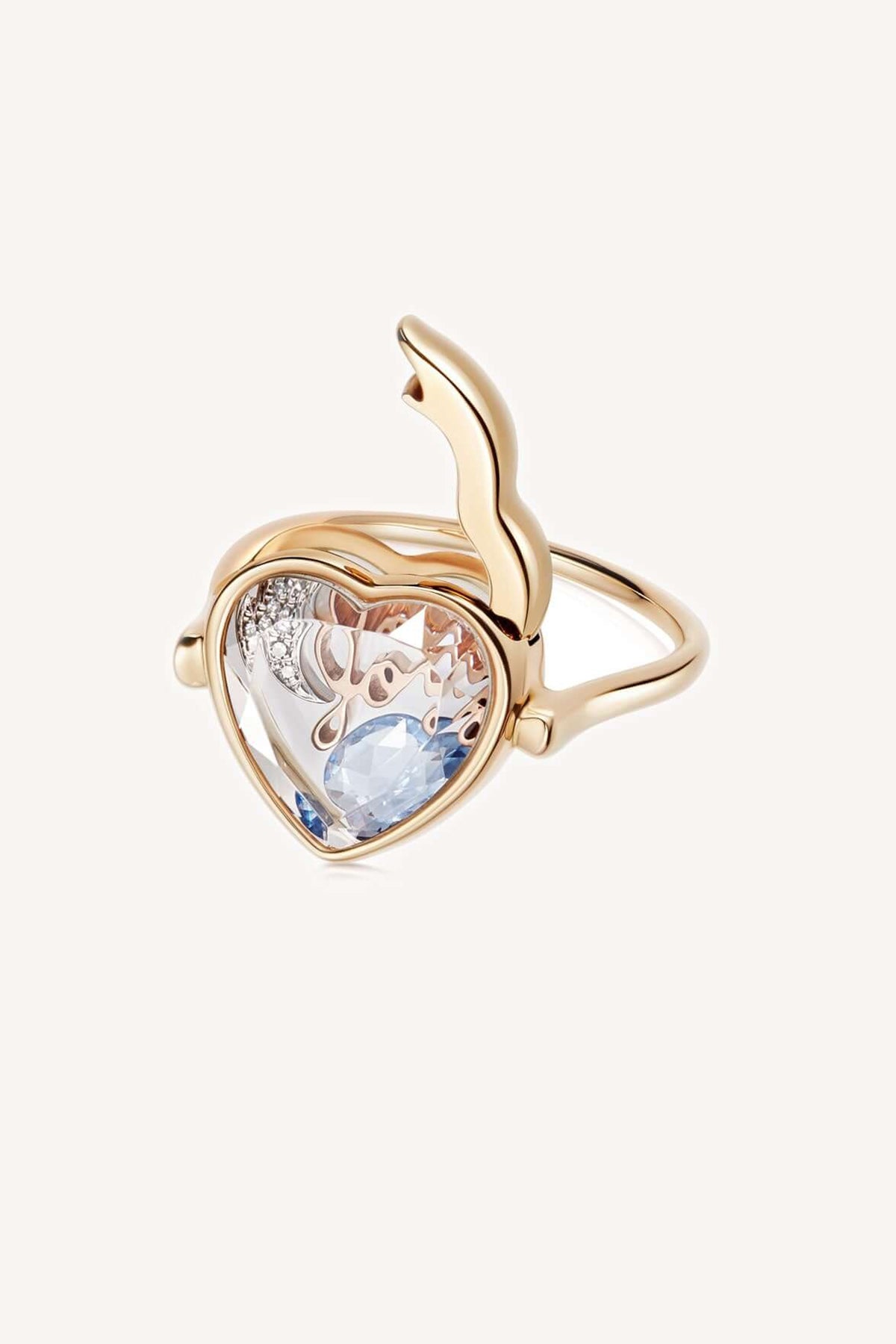 LOQUET LONDON | FACETED HEART LOCKET RING