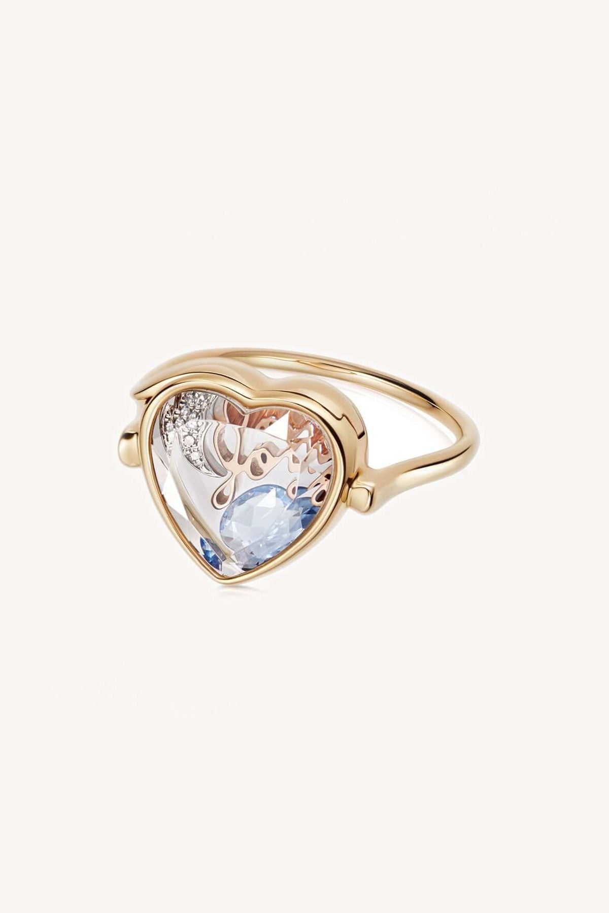 LOQUET LONDON | FACETED HEART LOCKET RING