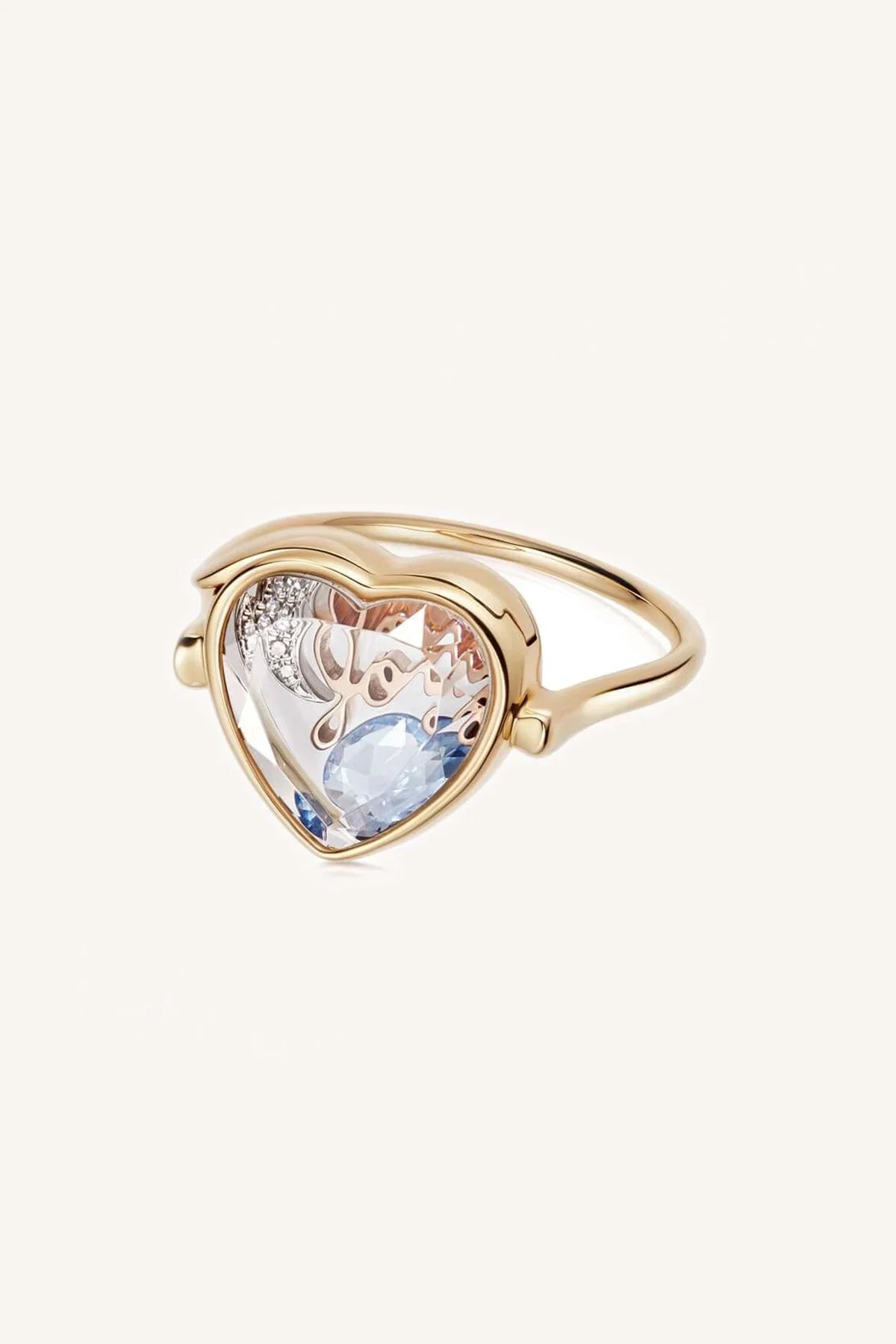 LOQUET LONDON | FACETED HEART LOCKET RING