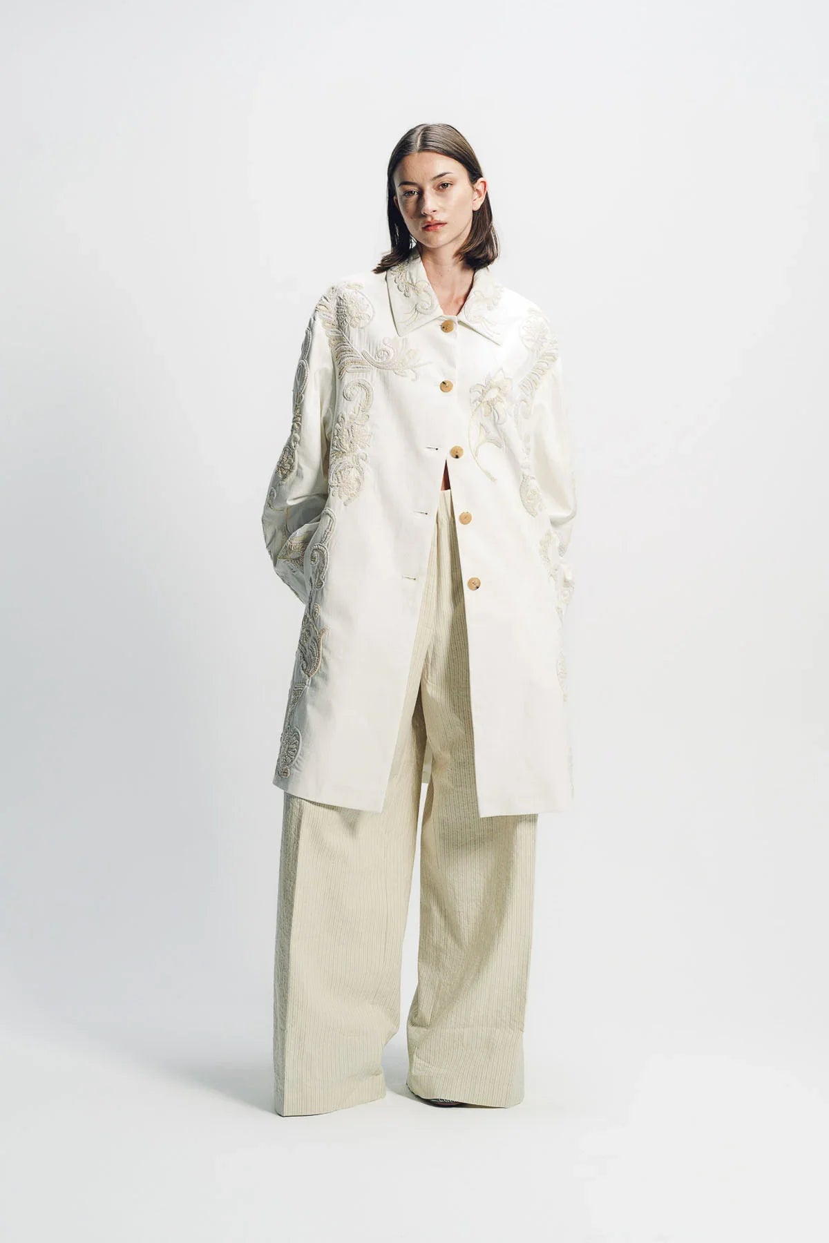 DRIES VAN NOTEN | EMBROIDERED A-LINE COAT