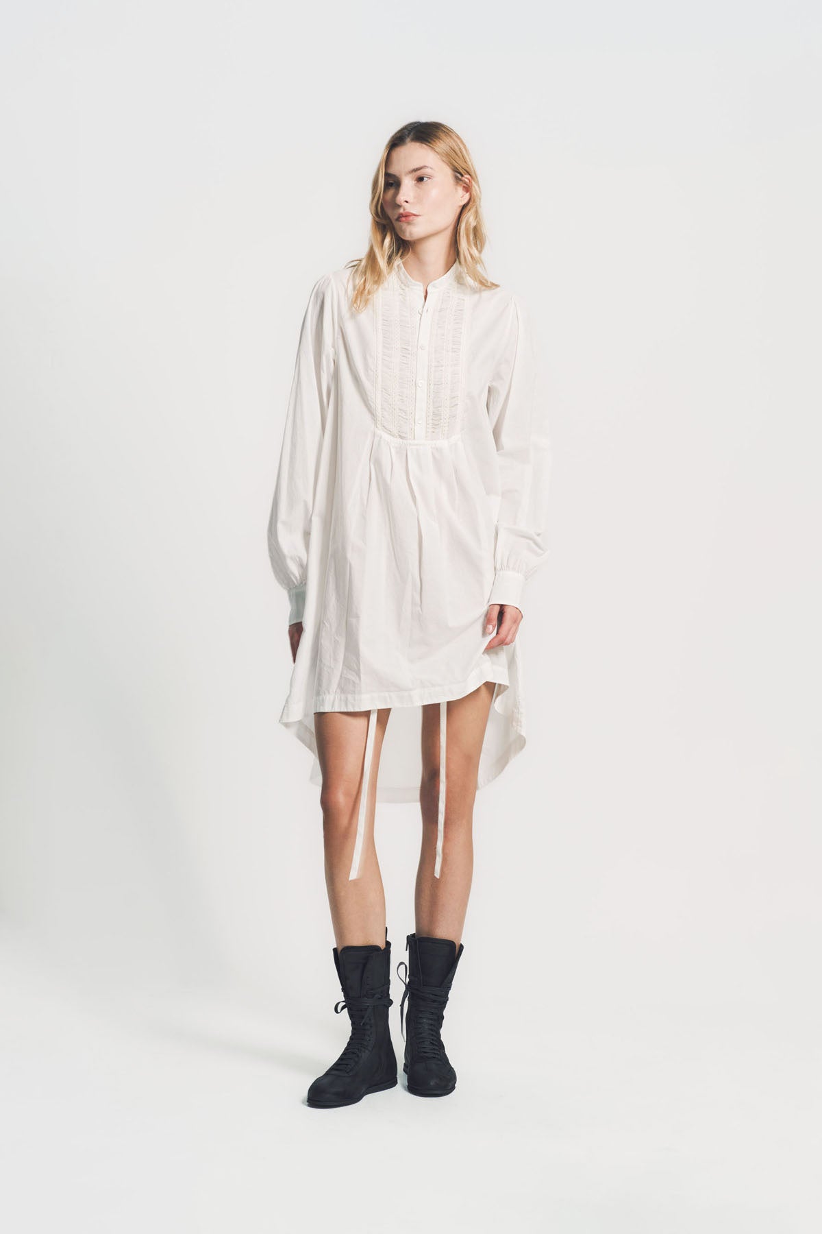 ANN DEMEULEMEESTER | DOT WRINKLED CROPPED LONG SLEEVE TOP