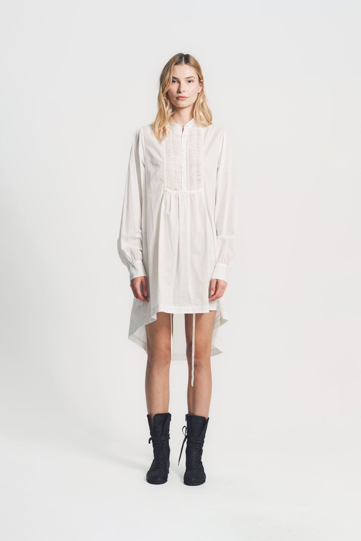 ANN DEMEULEMEESTER | DOT WRINKLED CROPPED LONG SLEEVE TOP