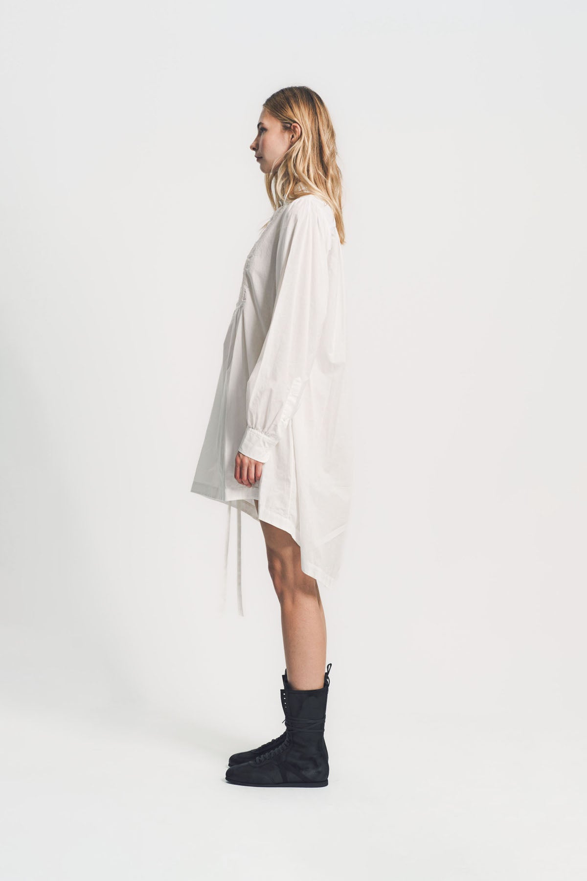 ANN DEMEULEMEESTER | DOT WRINKLED CROPPED LONG SLEEVE TOP
