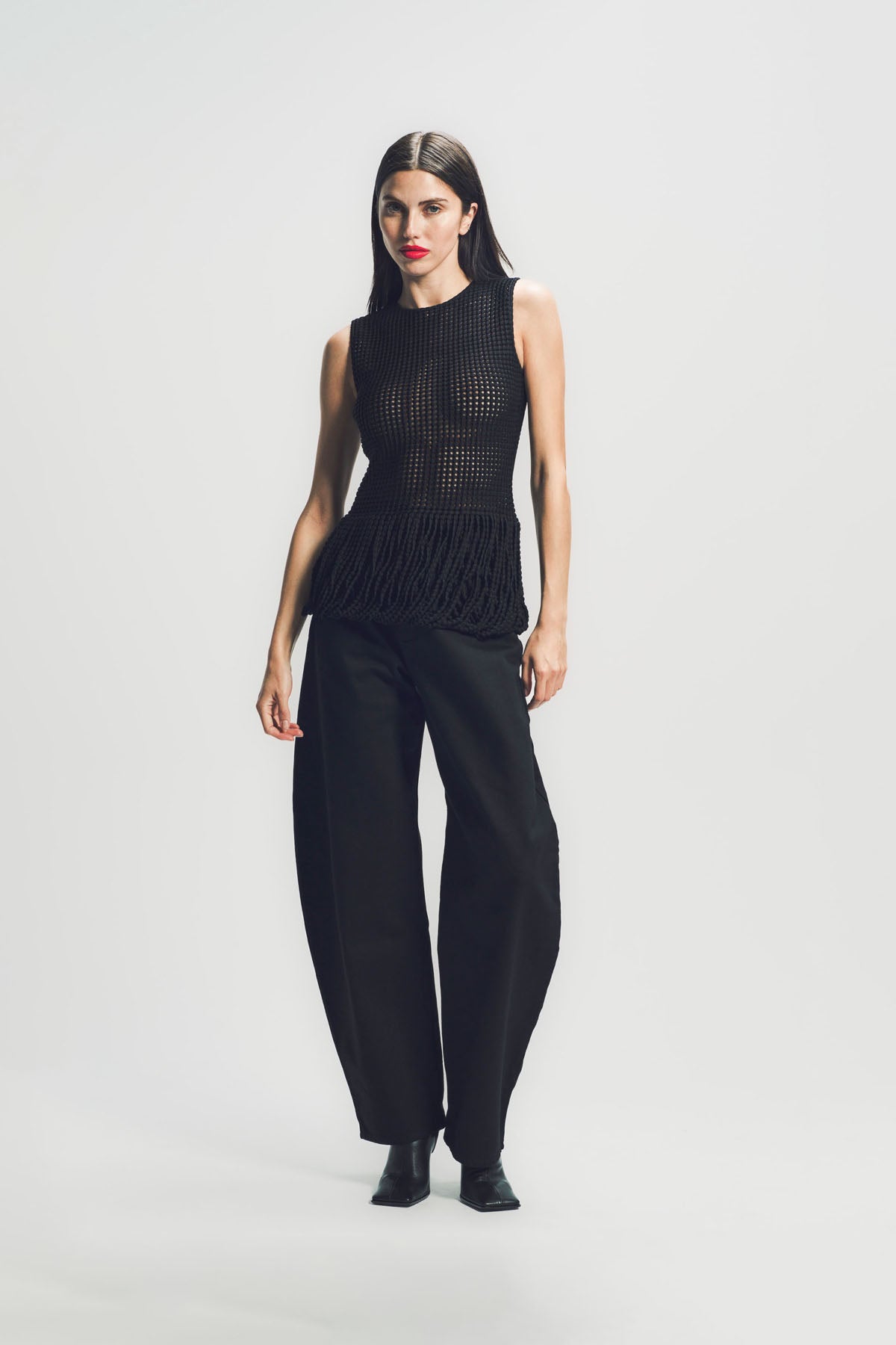 ALAÏA | BEAD KNIT PEPLUM TANK TOP