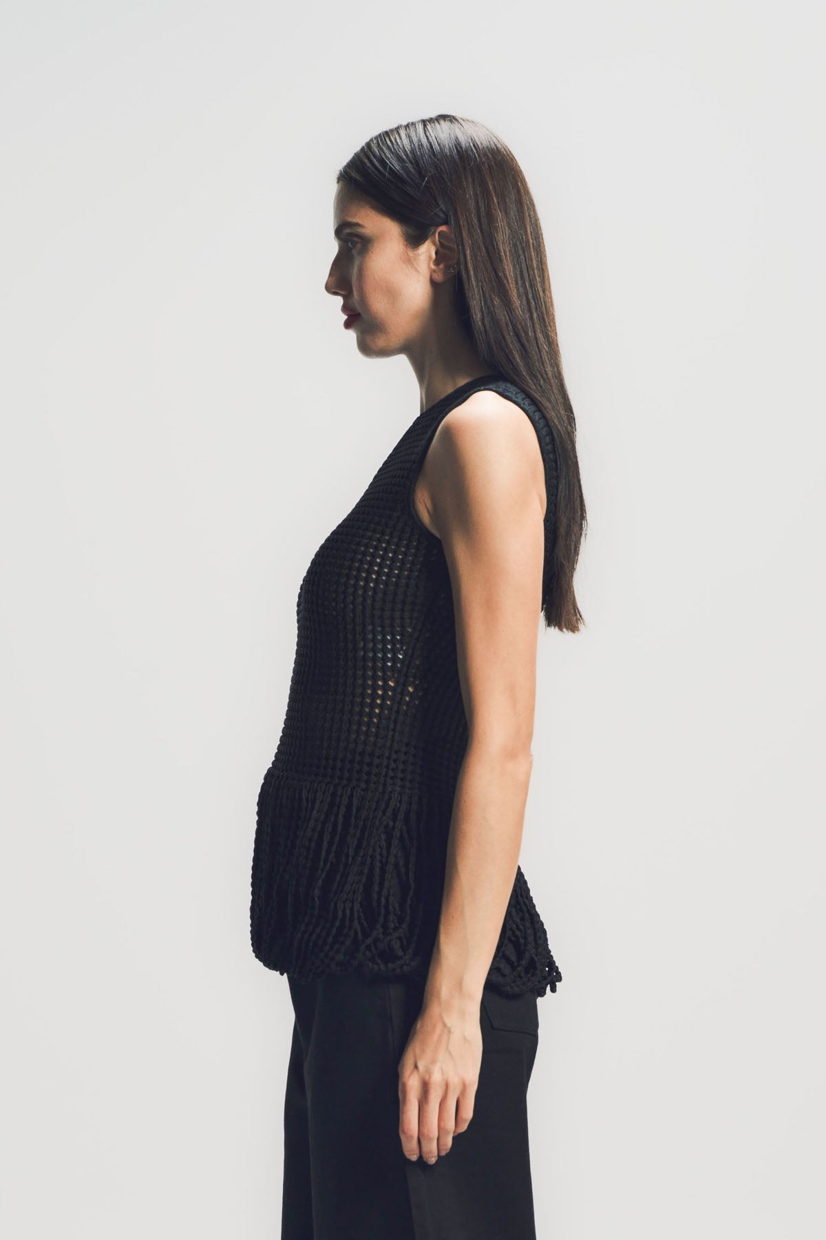 ALAÏA | BEAD KNIT PEPLUM TANK TOP