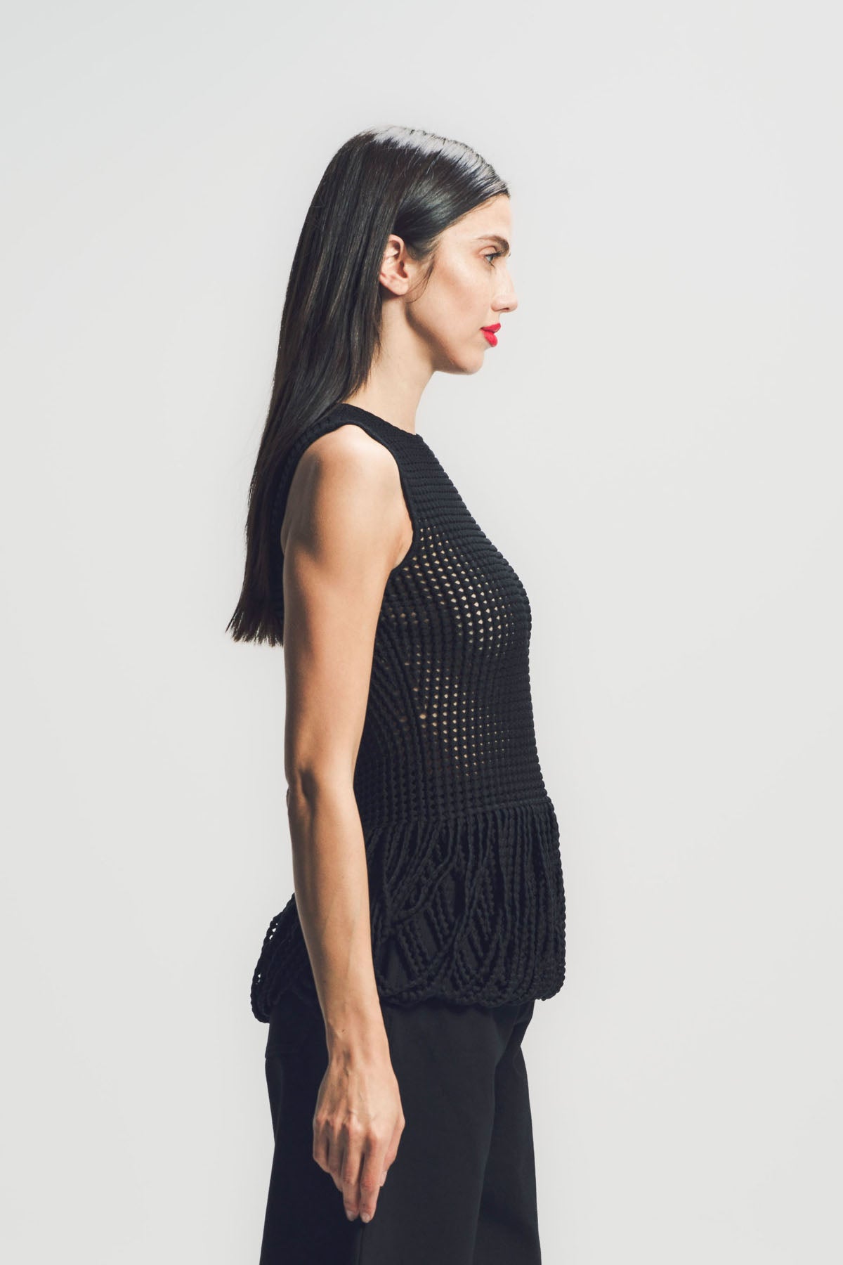 ALAÏA | BEAD KNIT PEPLUM TANK TOP