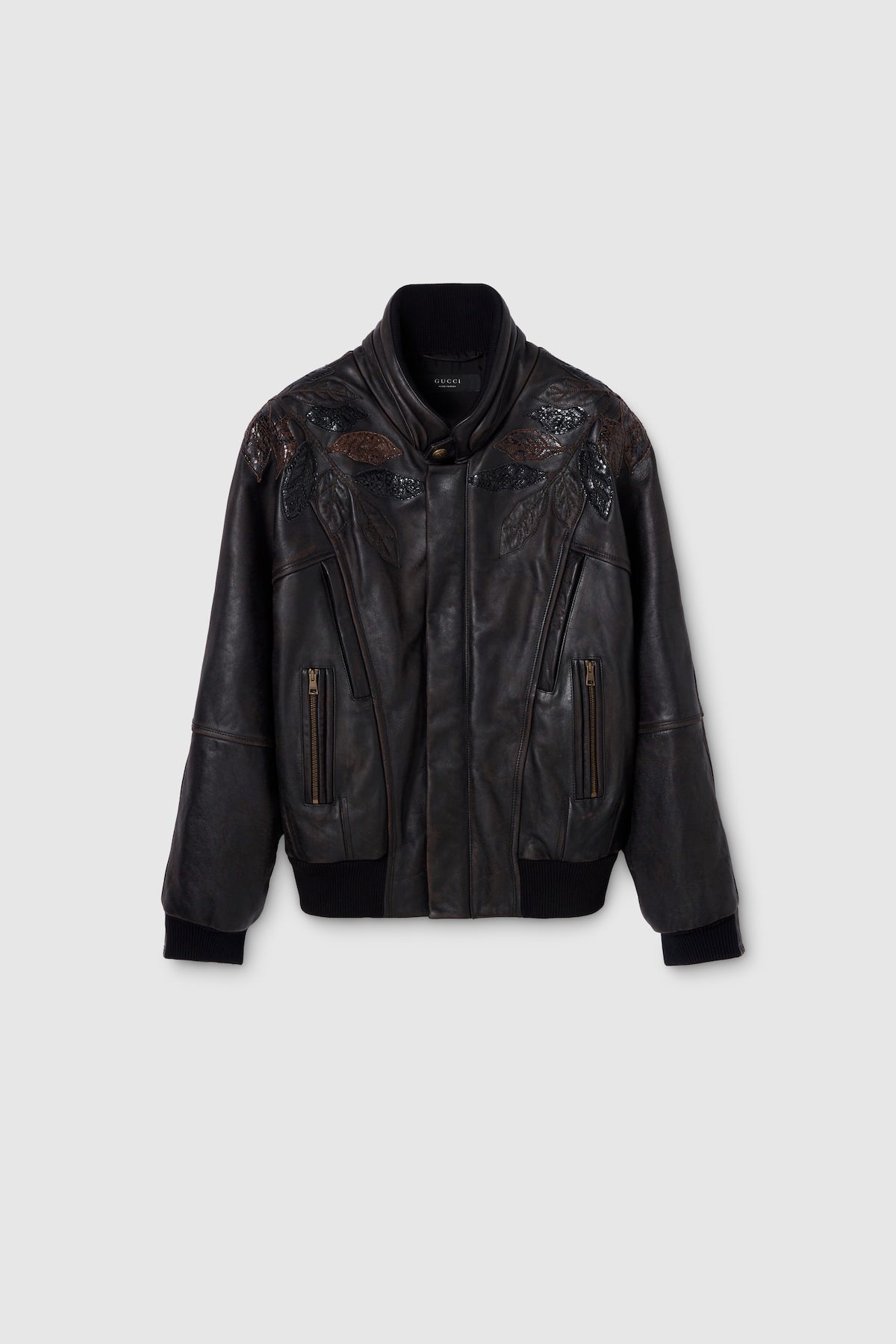 Gucci | Leather With Aged Effect Bomber Jacket