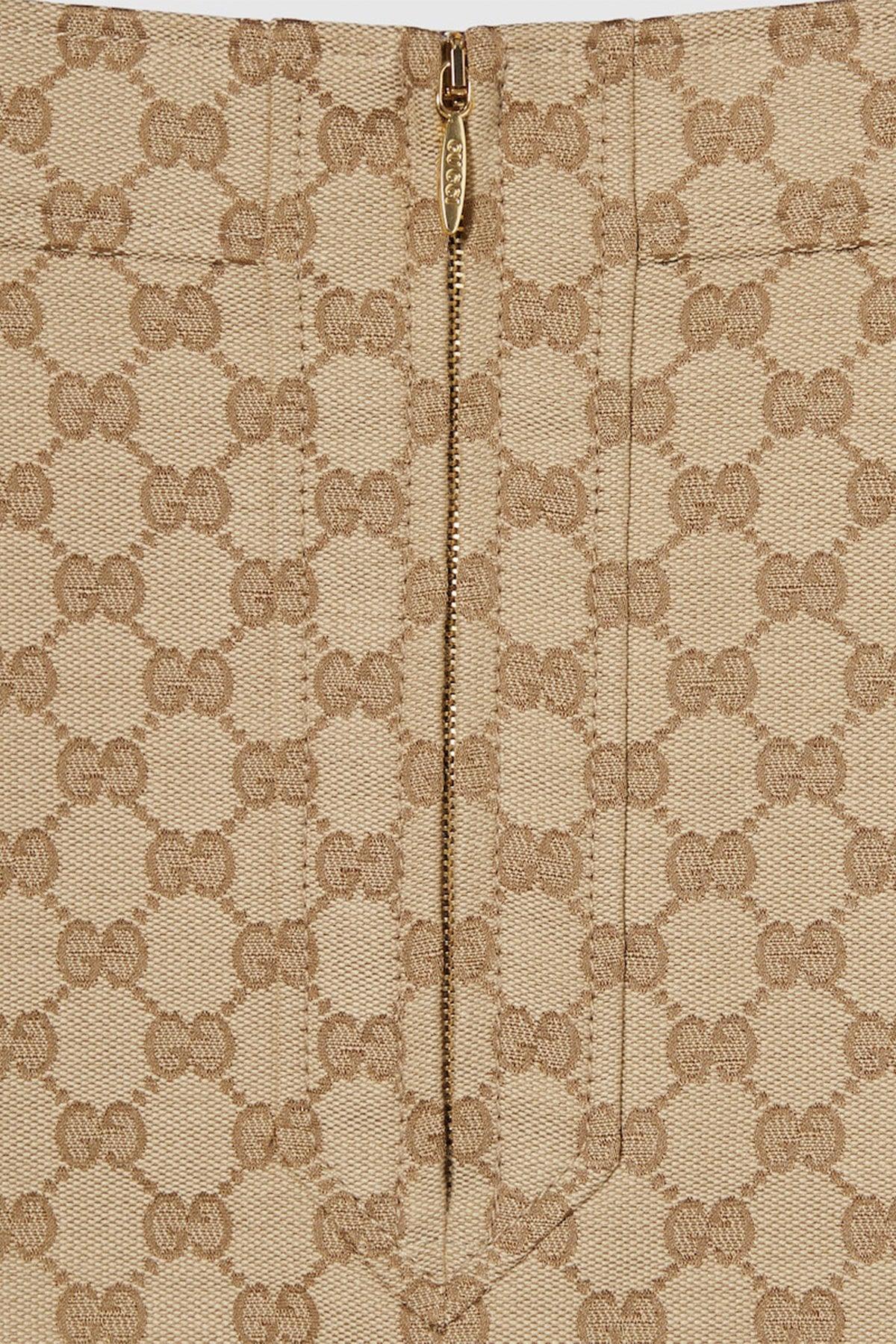 Gucci | Gg Cotton Canvas Jacquard Fabric Skirt