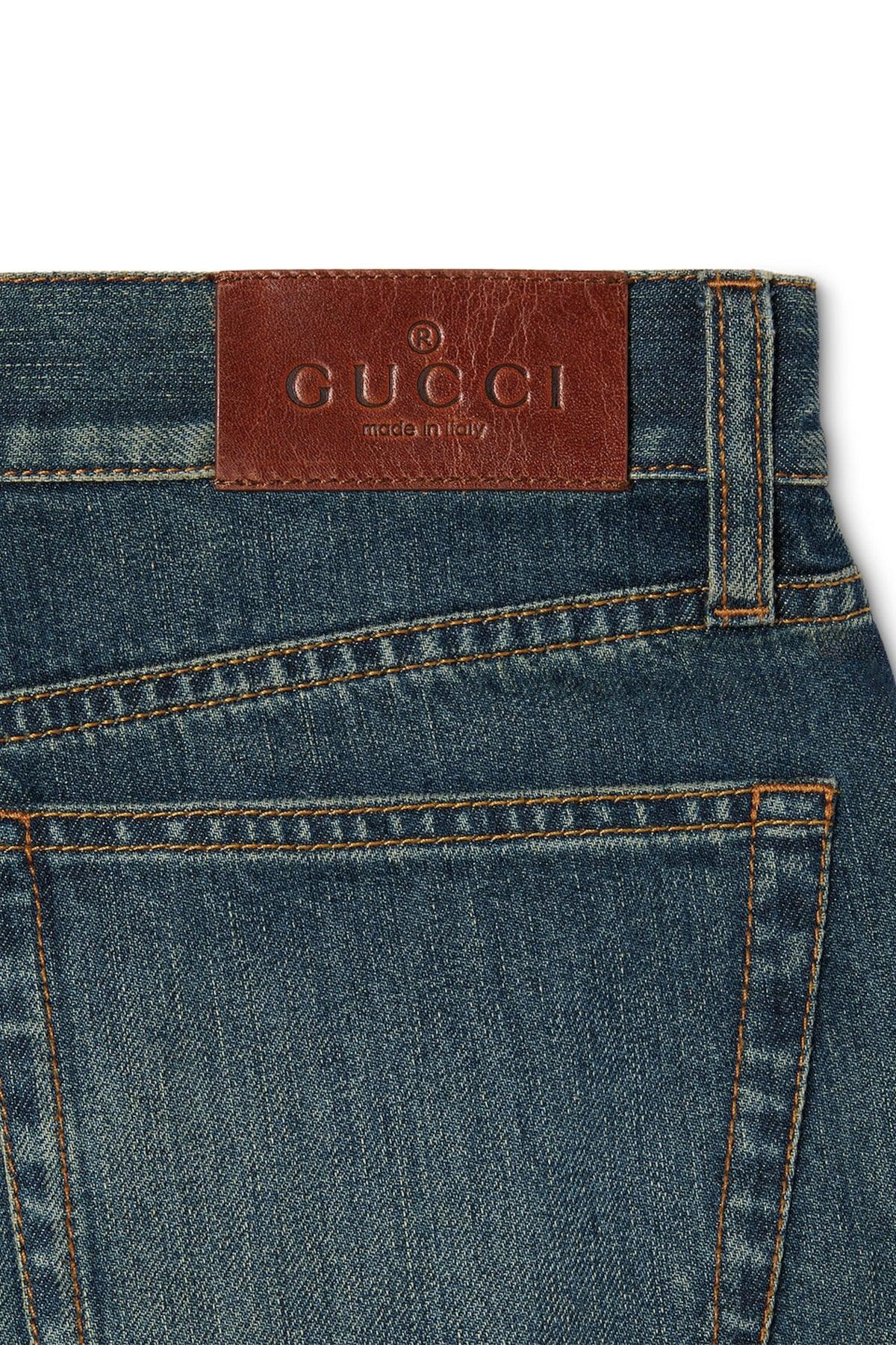 GUCCI | WOMEN'S COTTON DENIM PANTS WITH HORSEBIT