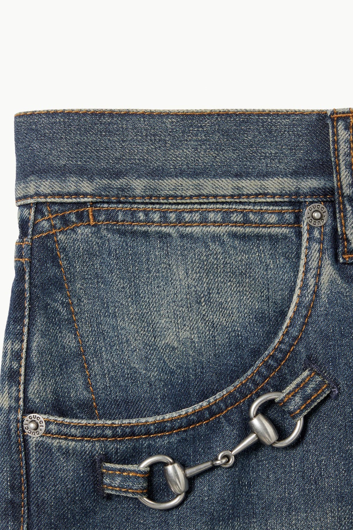 GUCCI | MEN'S COTTON DENIM PANTS WITH HORSEBIT DETAIL