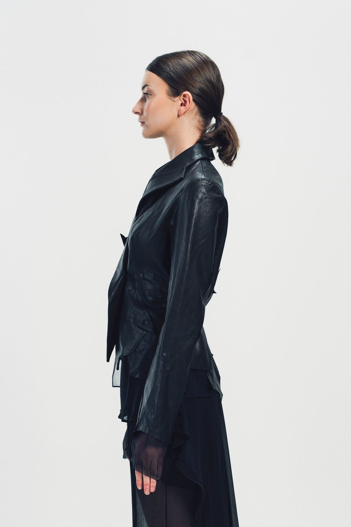 YEHUAFAN | ASYMMETRIC LEATHER JACKET