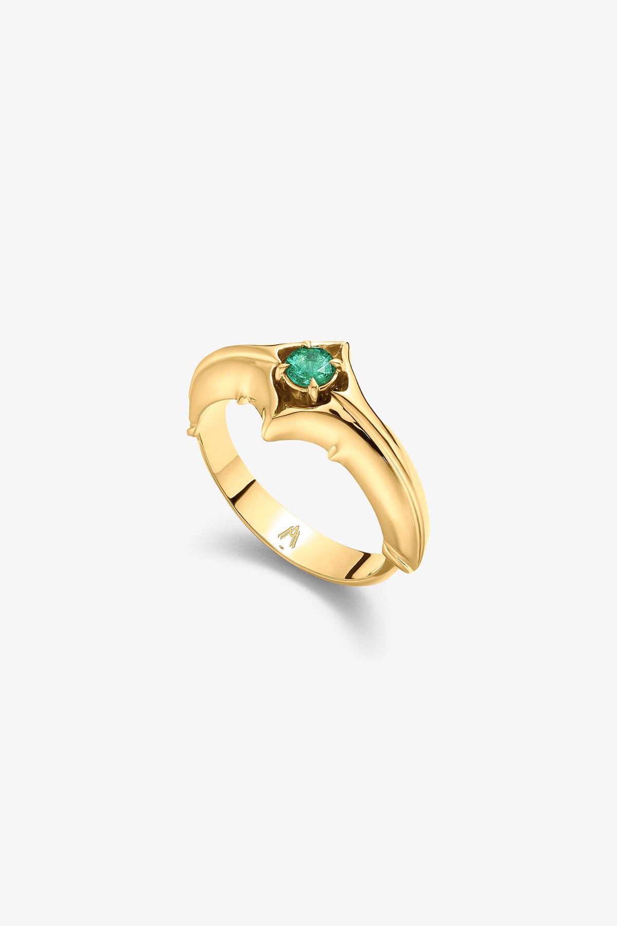 ALEX MOSS | YELLOW GOLD SABER EMERALD RING