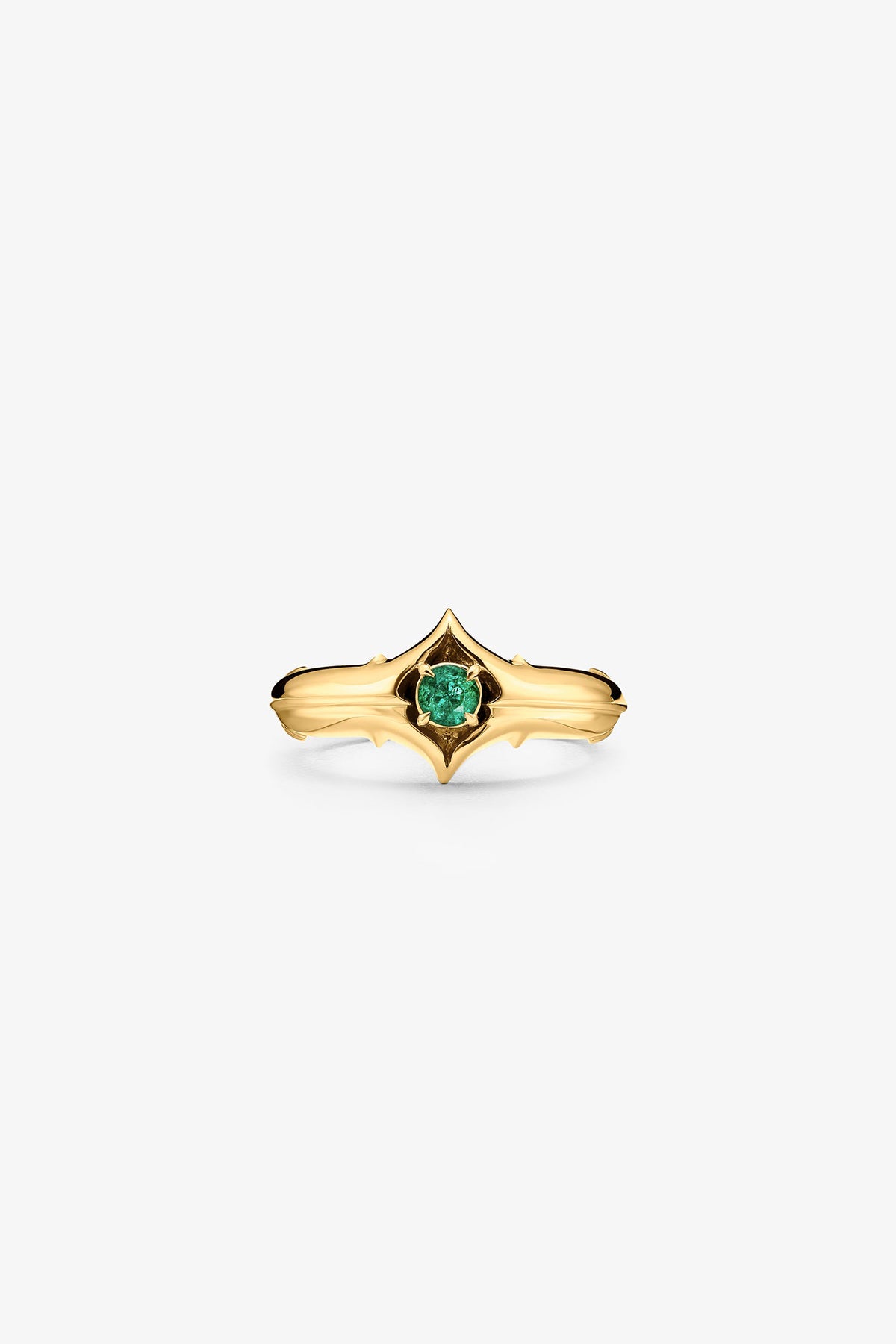ALEX MOSS | YELLOW GOLD SABER EMERALD RING