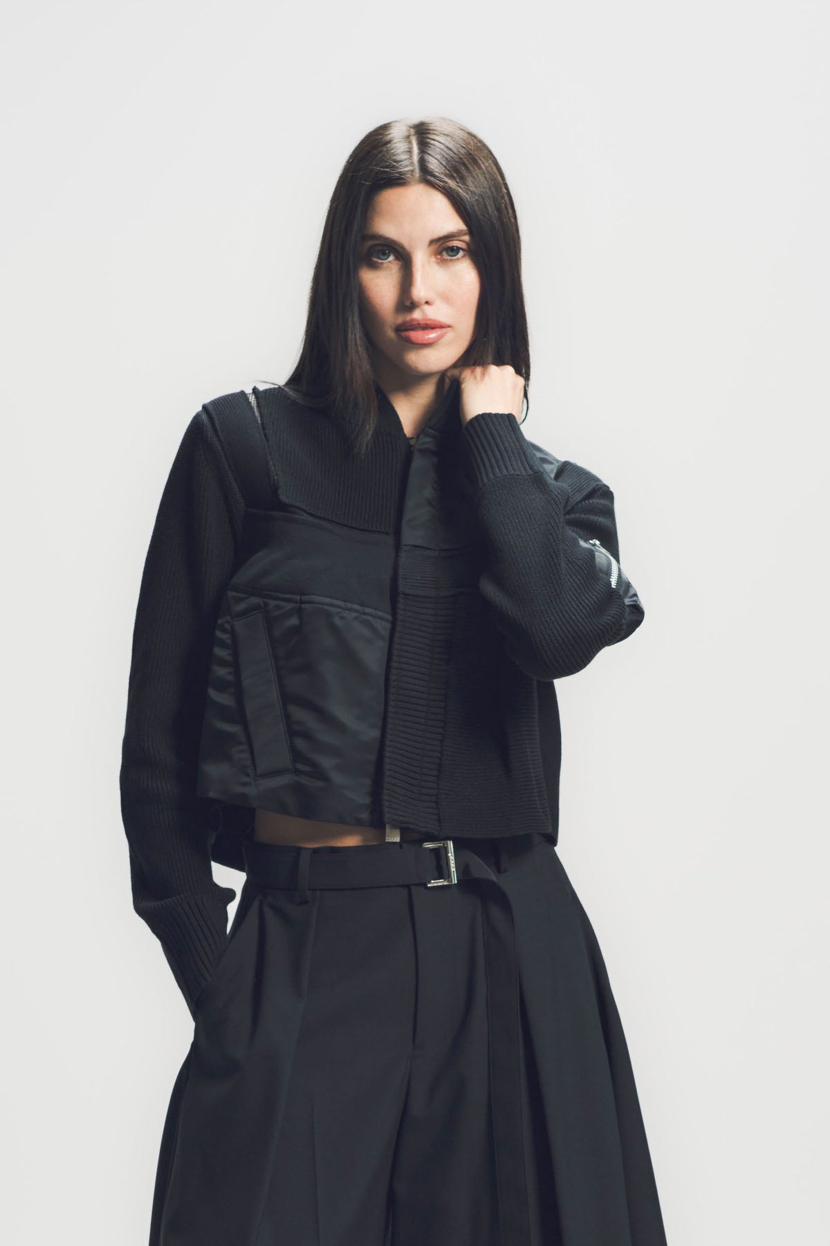 SACAI | NYLON TWILL X KNIT BLOUSON