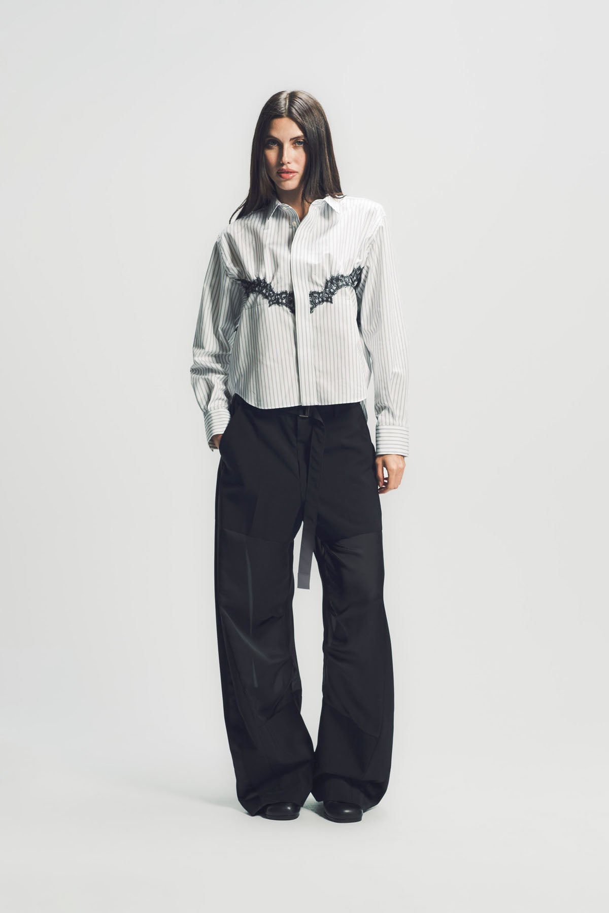 SACAI | STRIPE POPLIN LONG SLEEVE SHIRT