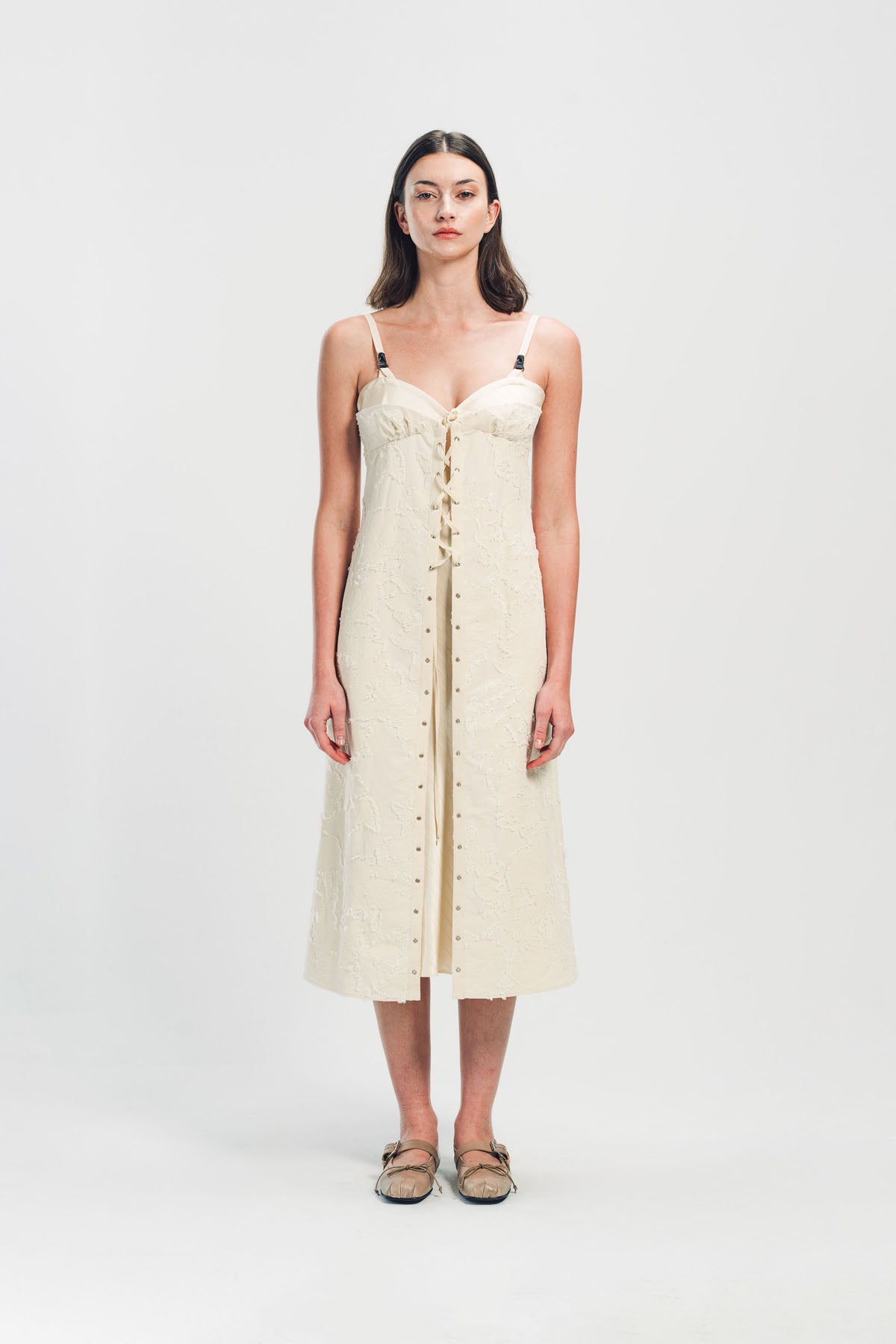 MERUERT TOLEGEN | DOUBLE CUP LIQUID JACQUARD DRESS