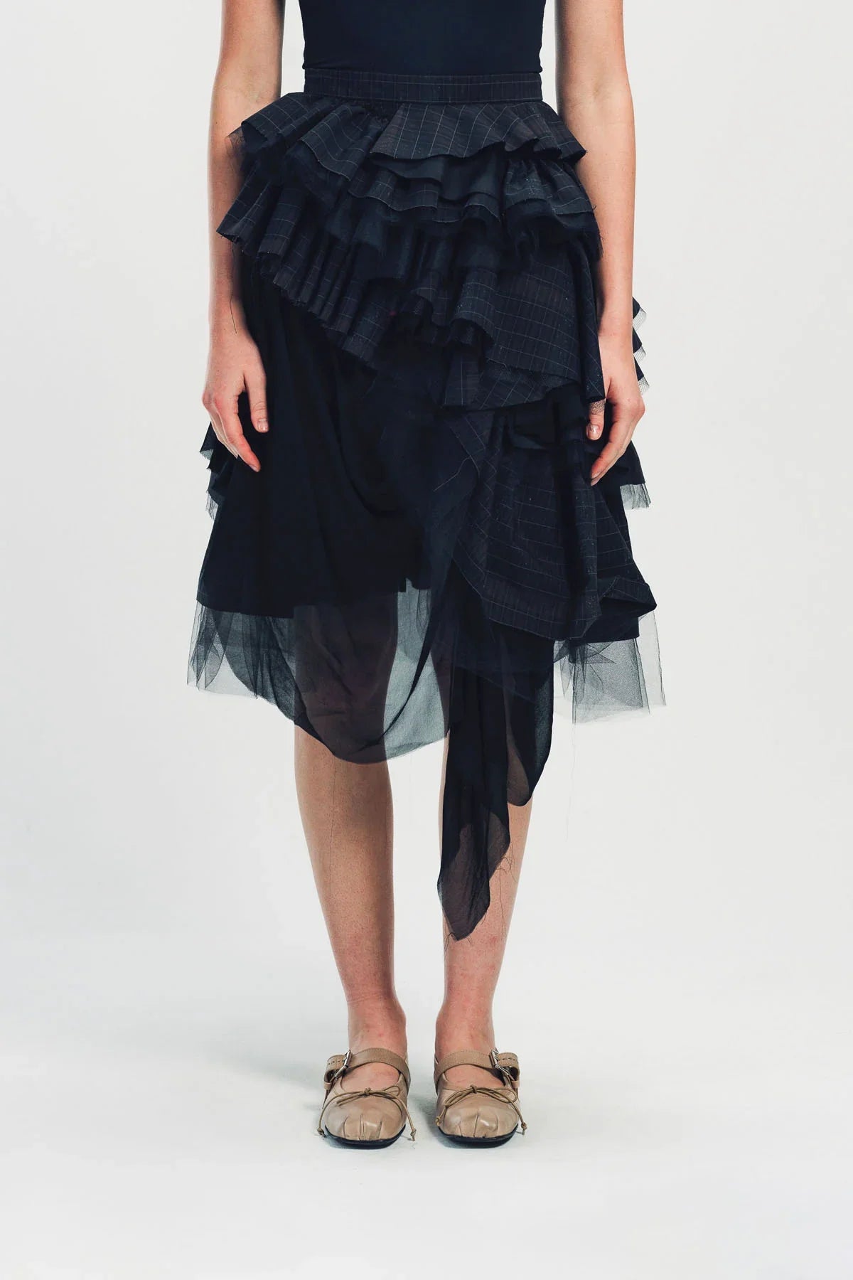 MERUERT TOLEGEN | PLAID LAYERED SKIRT