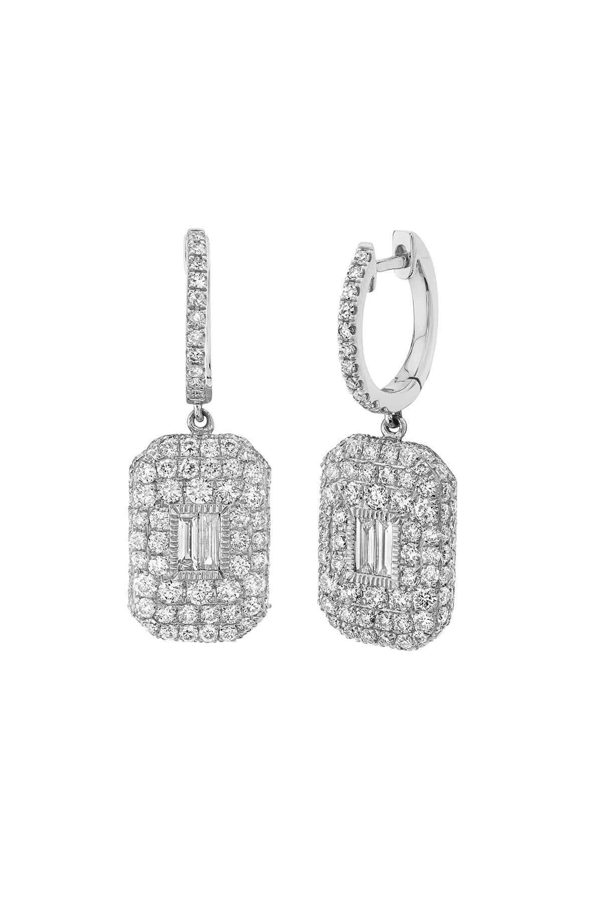 SHAY | WHITE GOLD PAVE BAGUETTE DIAMOND DROP EARRINGS