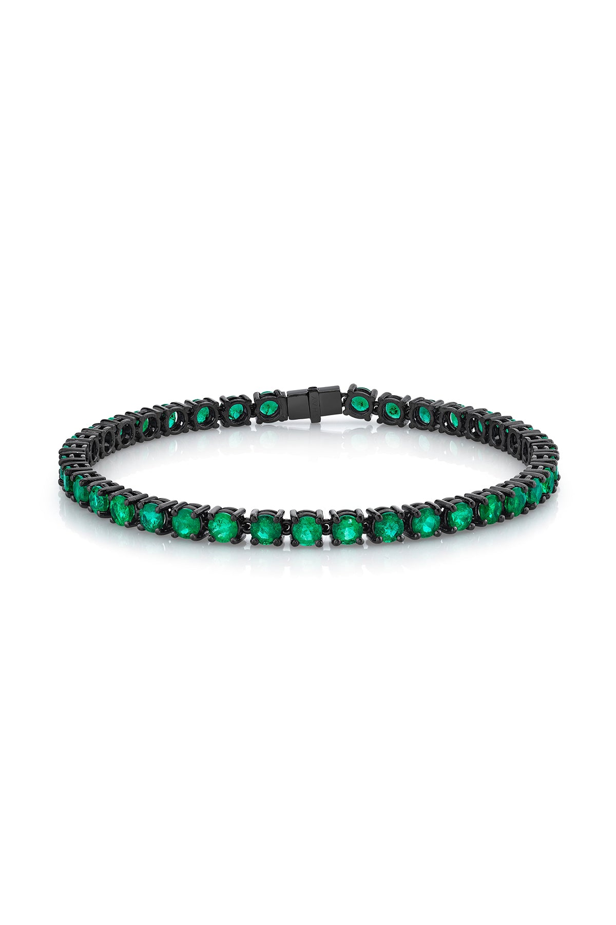 SHAY | BLACK GOLD ROUND EMERALD TENNIS BRACELET 7.75"