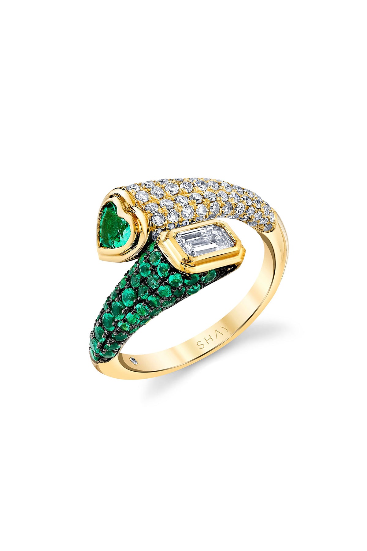 Shay | Emerald & Diamond Bypass Pinky Ring