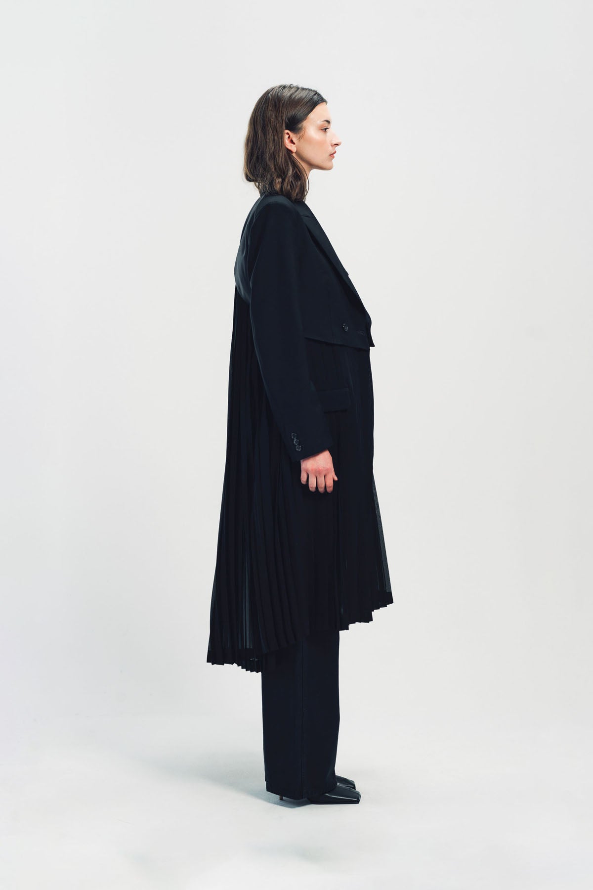 NOIR KEI NINOMIYA | MOHAIR X POLY PLEATED COAT