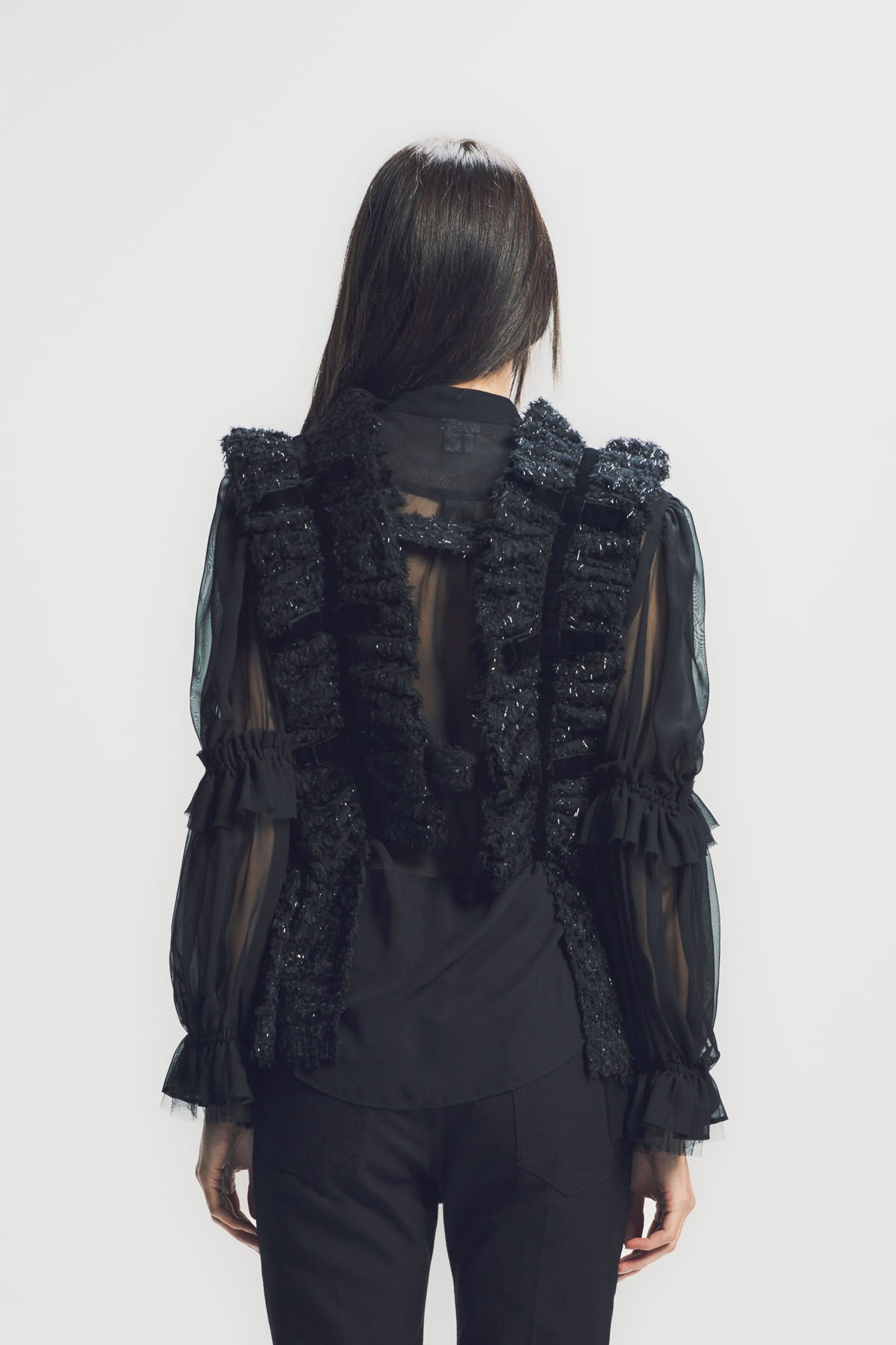 NOIR KEI NINOMIYA | LAMÉ JACQUARD GEORGETTE VEST