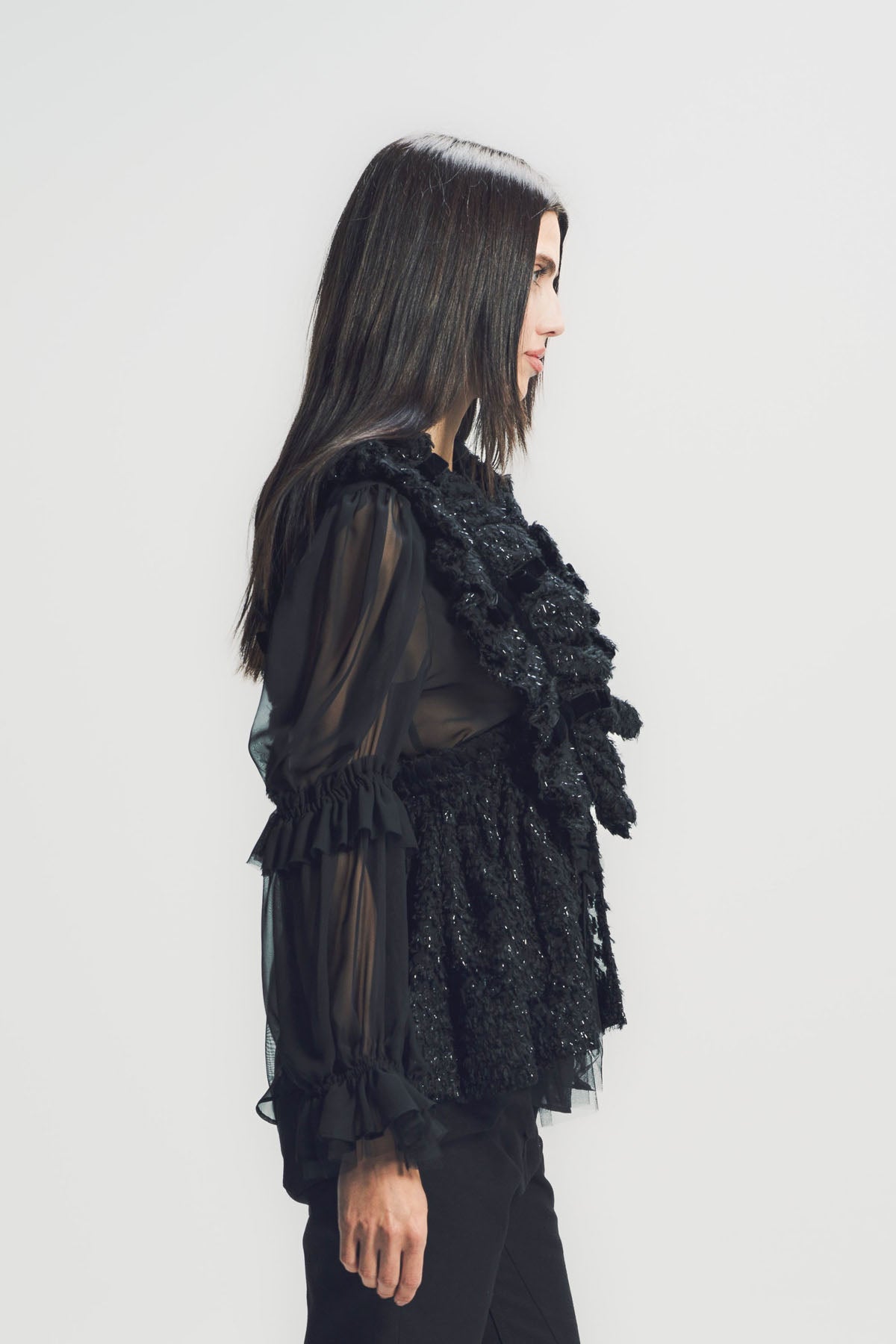 NOIR KEI NINOMIYA | LAMÉ JACQUARD GEORGETTE VEST