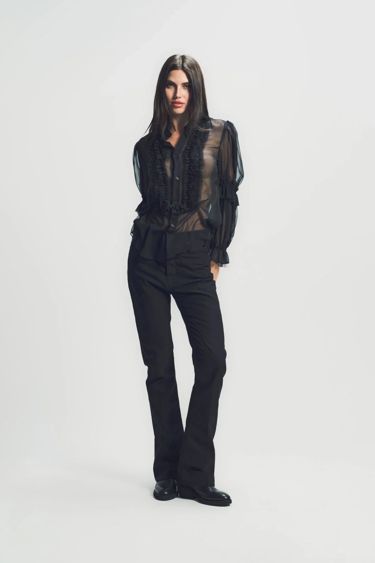NOIR KEI NINOMIYA | POLY GEORGETTE RUFFLE SHIRT