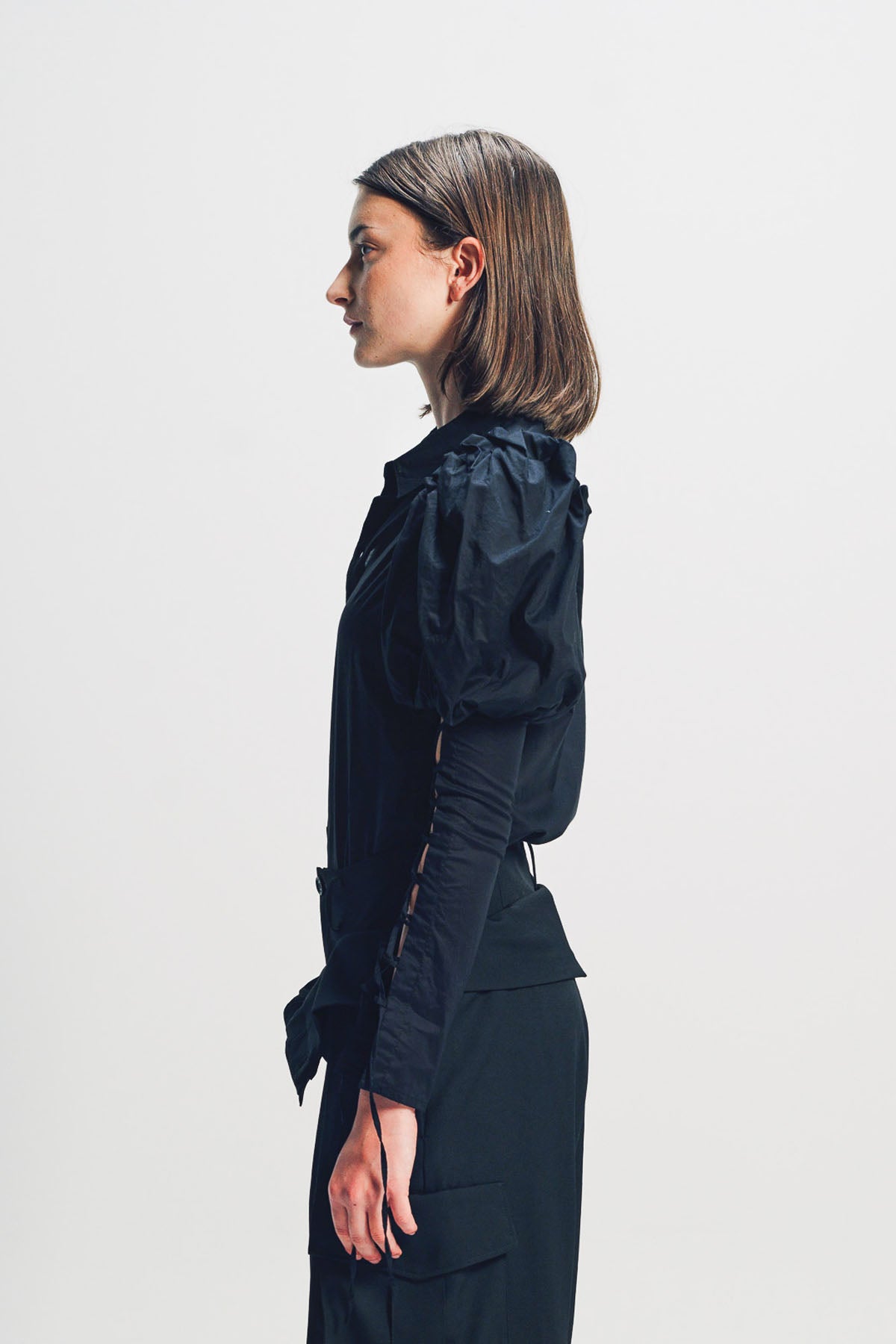 LIMI FEU | LAWN LACE UP SLEEVE BLOUSE